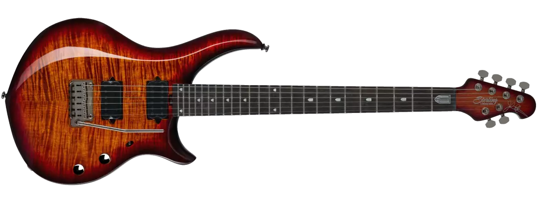 Sterling by Music Man Majesty DiMarzio Electric Guitar w/Gigbag - Blood Orange Burst Flame Top MAJ200XFM-BOB