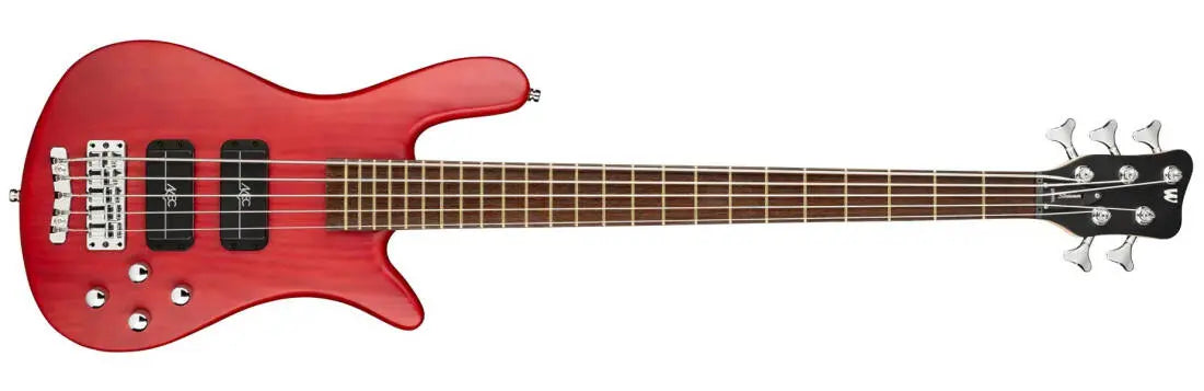 Warwick RockBass Streamer Standard 5 String Bass Guitar with Gig Bag - Burgundy Red Transparent Satin RB151501PACARFR