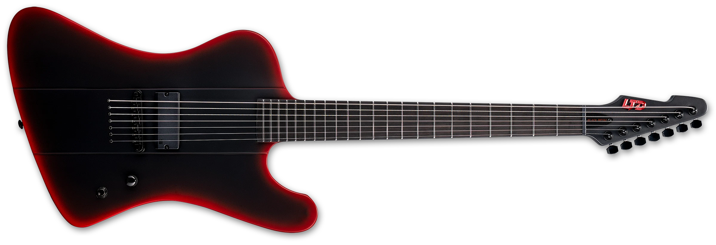 ESP LTD PHOENIX-7 BARITONE BLACK METAL BLACK RED BURST SATIN LPHX7BBKMIIBLKREDBS