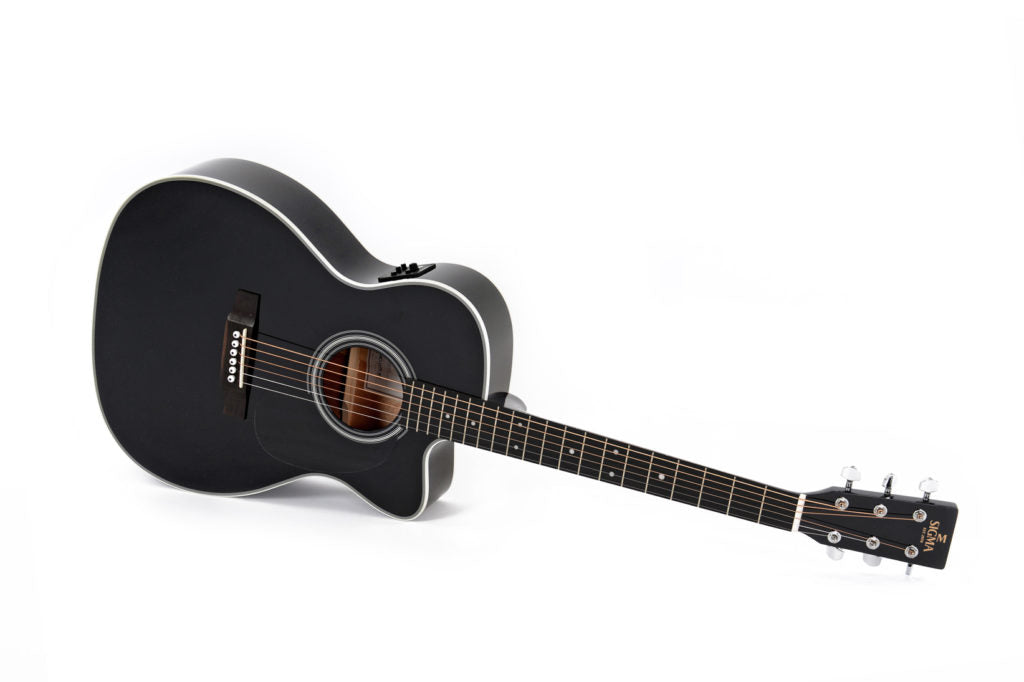 Sigma Guitars 1 Series Auditorium Acoustic / Electric Guitar, Black 000MC-1E-BK