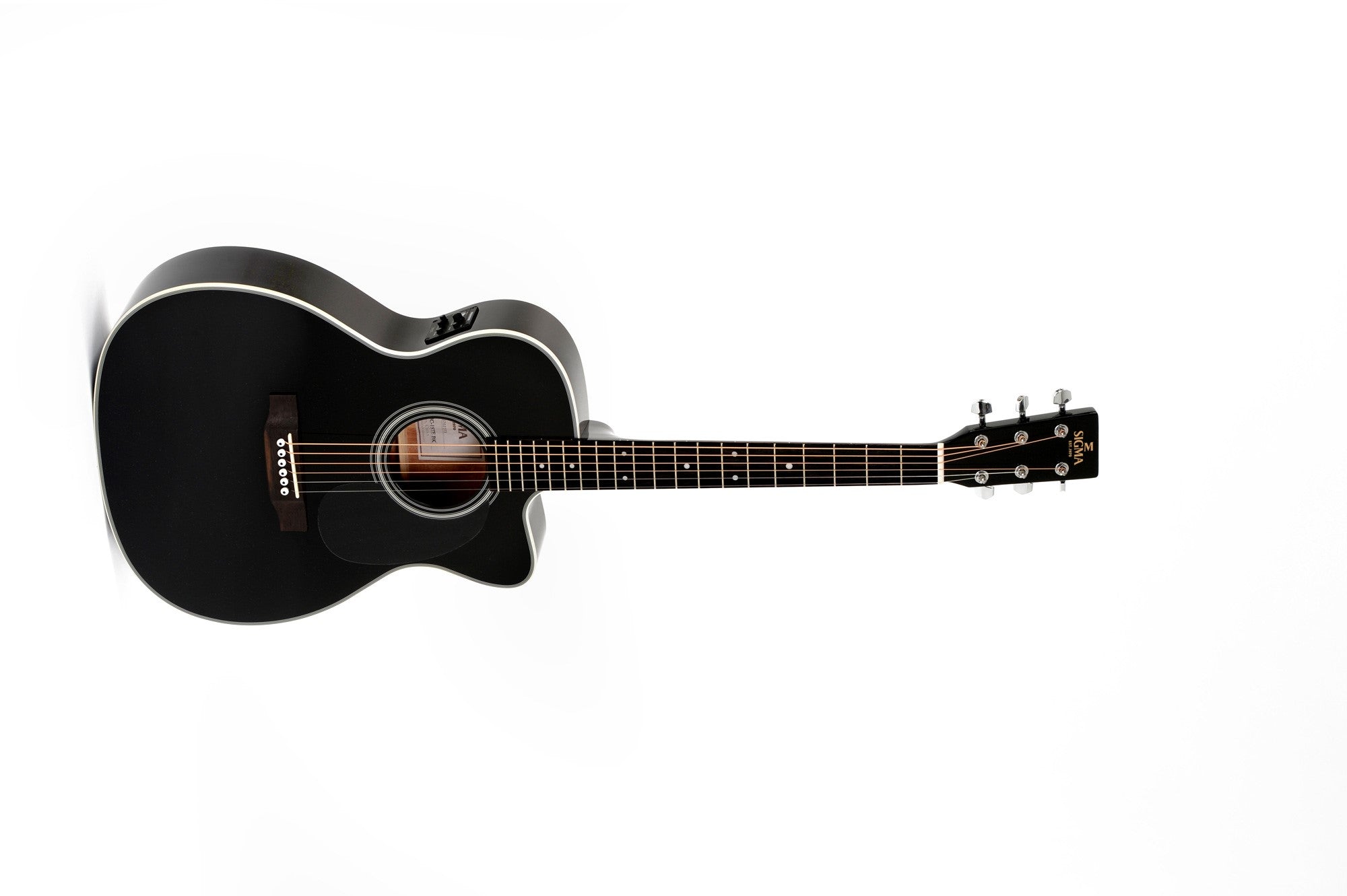 Sigma Guitars 1 Series Auditorium Acoustic / Electric Guitar, Black 000MC-1E-BK