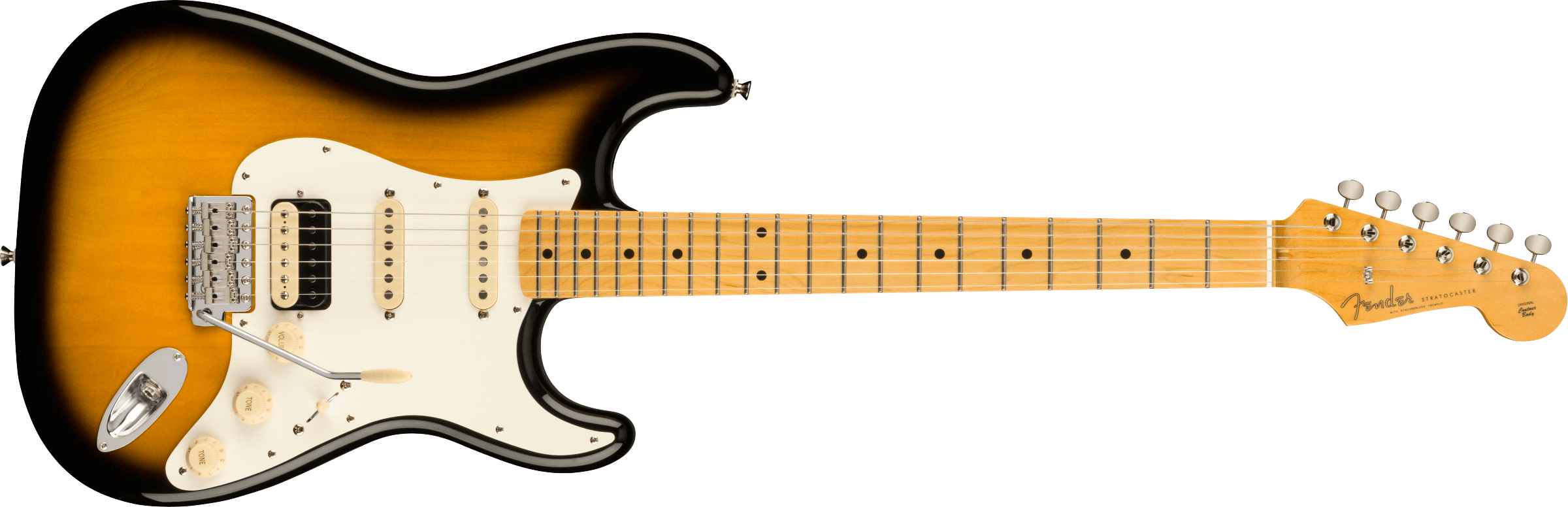 FENDER MADE IN JAPAN JV Modified 50s Stratocaster HSS Maple Fingerboard 2-Color Sunburst 0251802303 SERIAL NUMBER JV001481 - 7.0 LBS