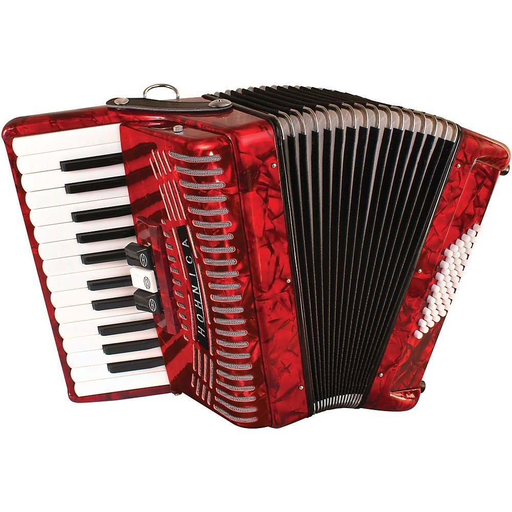 Hohner 48 Bass Piano Accordion With Gig Bag And Strap 1304-RED