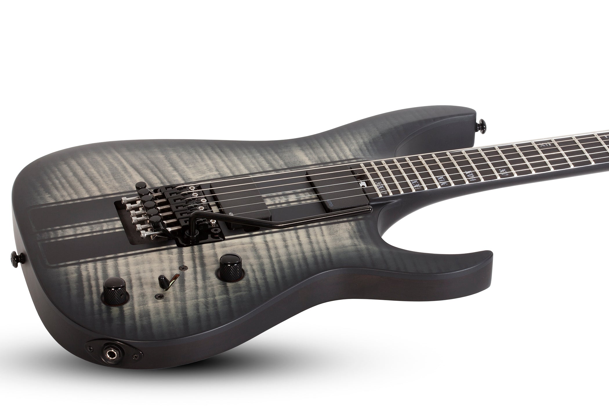 Schecter BANSHEE GT-FR Satin Charcoal Burst with Racing Stripes 1522-SHC