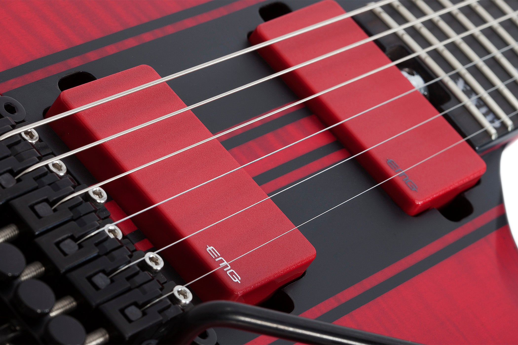 Schecter BANSHEE GT-FR Satin Trans Red with Racing Stripes Model 1523-SHC