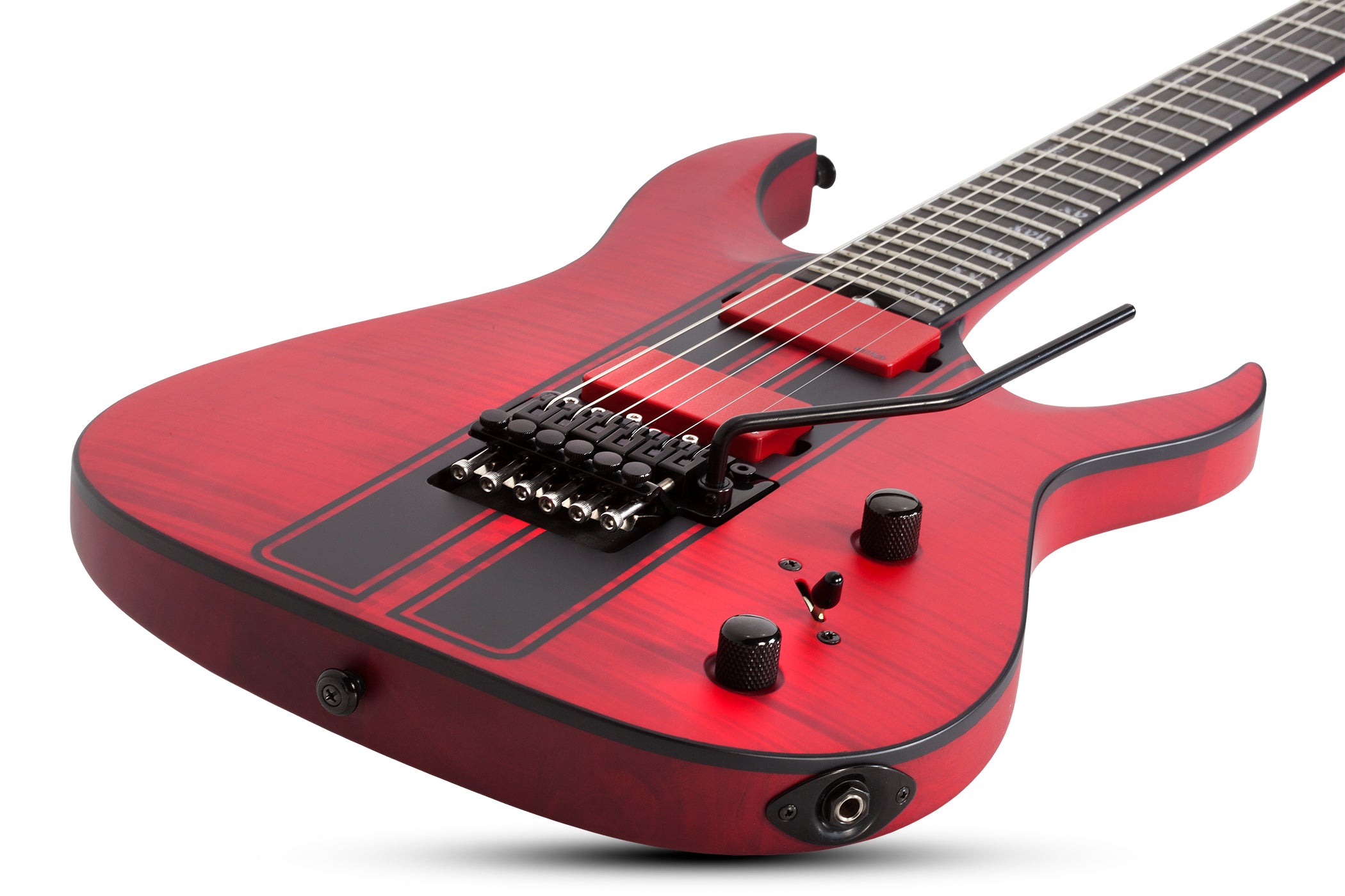 Schecter BANSHEE GT-FR Satin Trans Red with Racing Stripes Model 1523-SHC