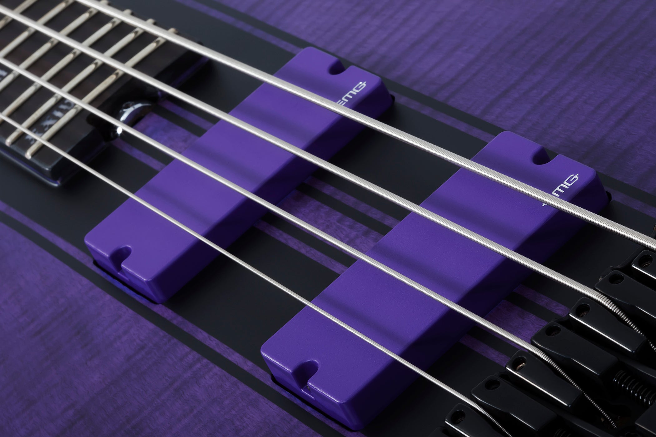 Schecter C-4 GT Left Handed Electric Bass Satin Trans Purple 1532-SHC