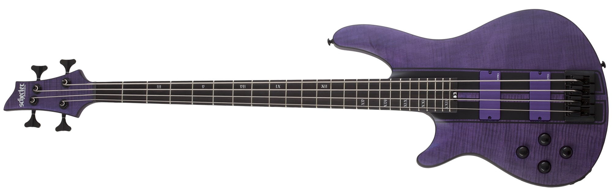 Schecter C-4 GT Left Handed Electric Bass Satin Trans Purple 1532-SHC