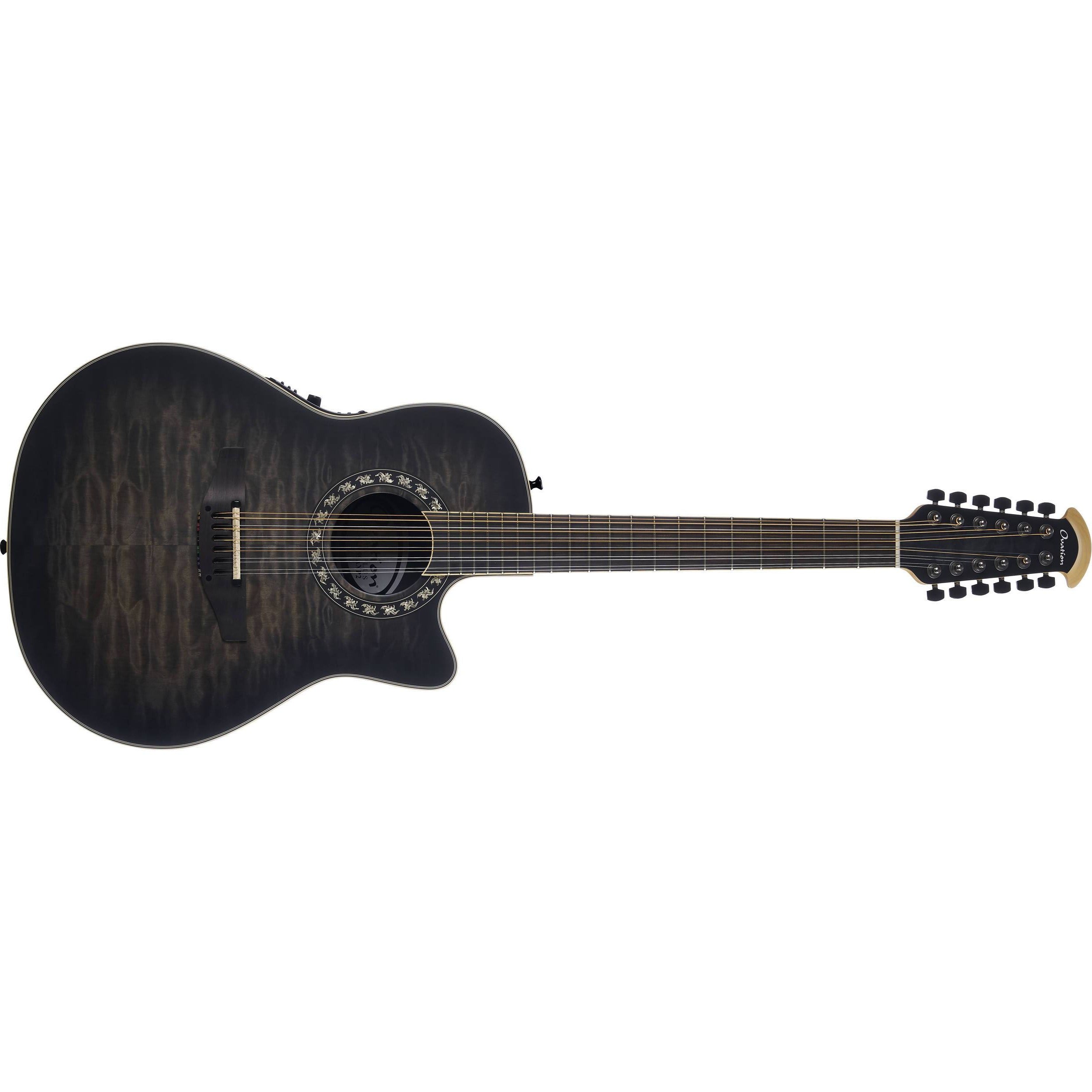 Ovation ExoticWoods Collection ExoticWood Legend 12-String Deep Contour Black Satin Burst On Exotic Quilted Maple  C2059AXP2-5S