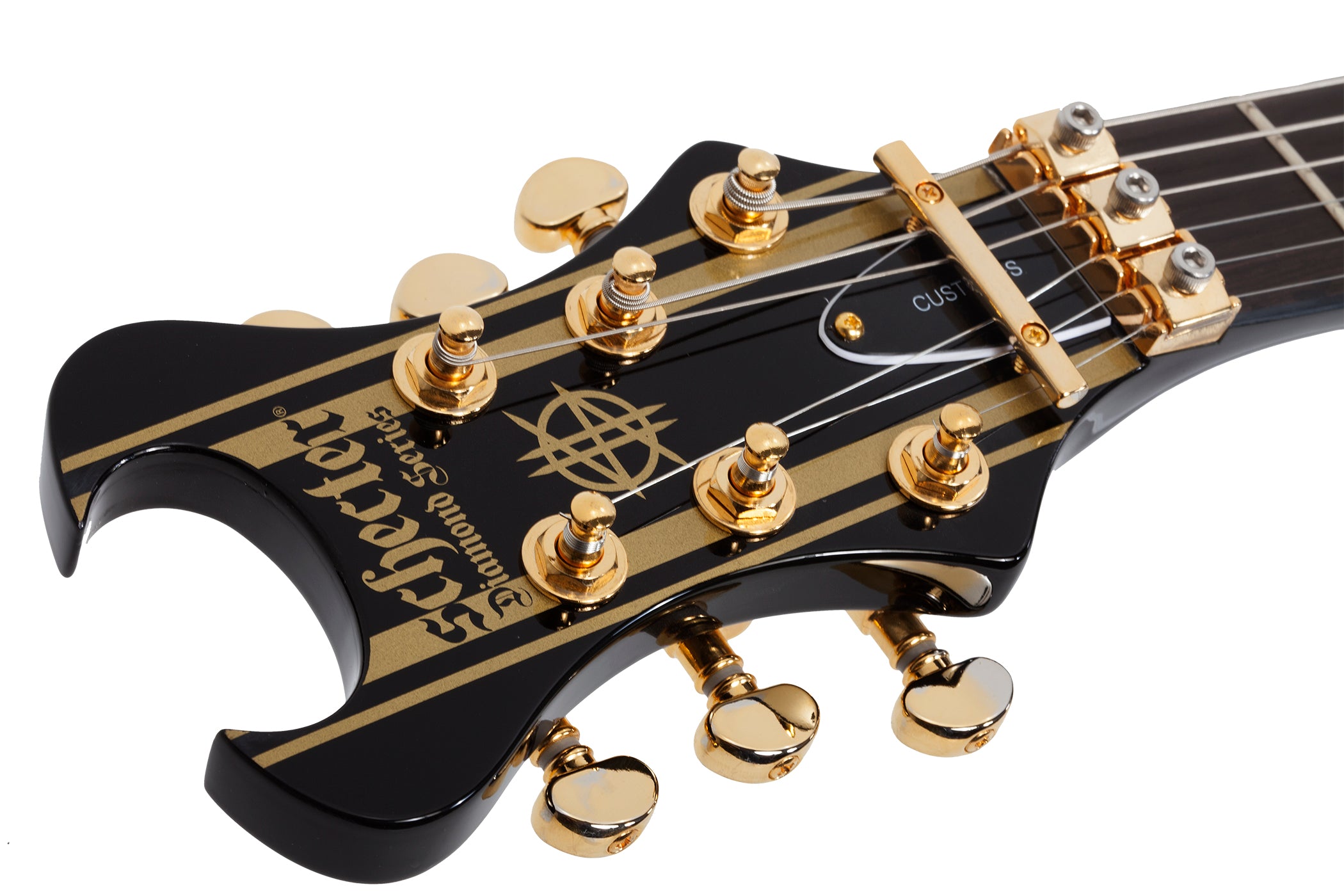 Schecter Synyster Custom-S Left Handed Electric Bass Gloss Black with Gold Stripes 1745-SHC