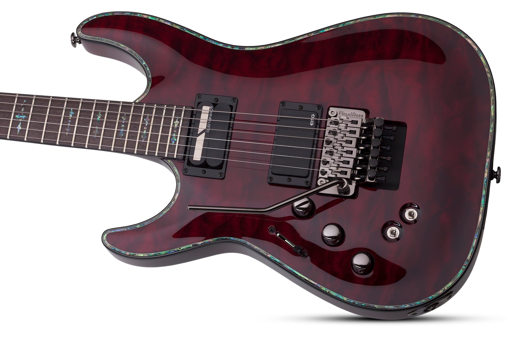 Schecter LEFT HANDED HR-C-1-FR-S-LH-BCH Black Cherry Guitar with FR and Sustainiac and EMG 81 1828-SHC