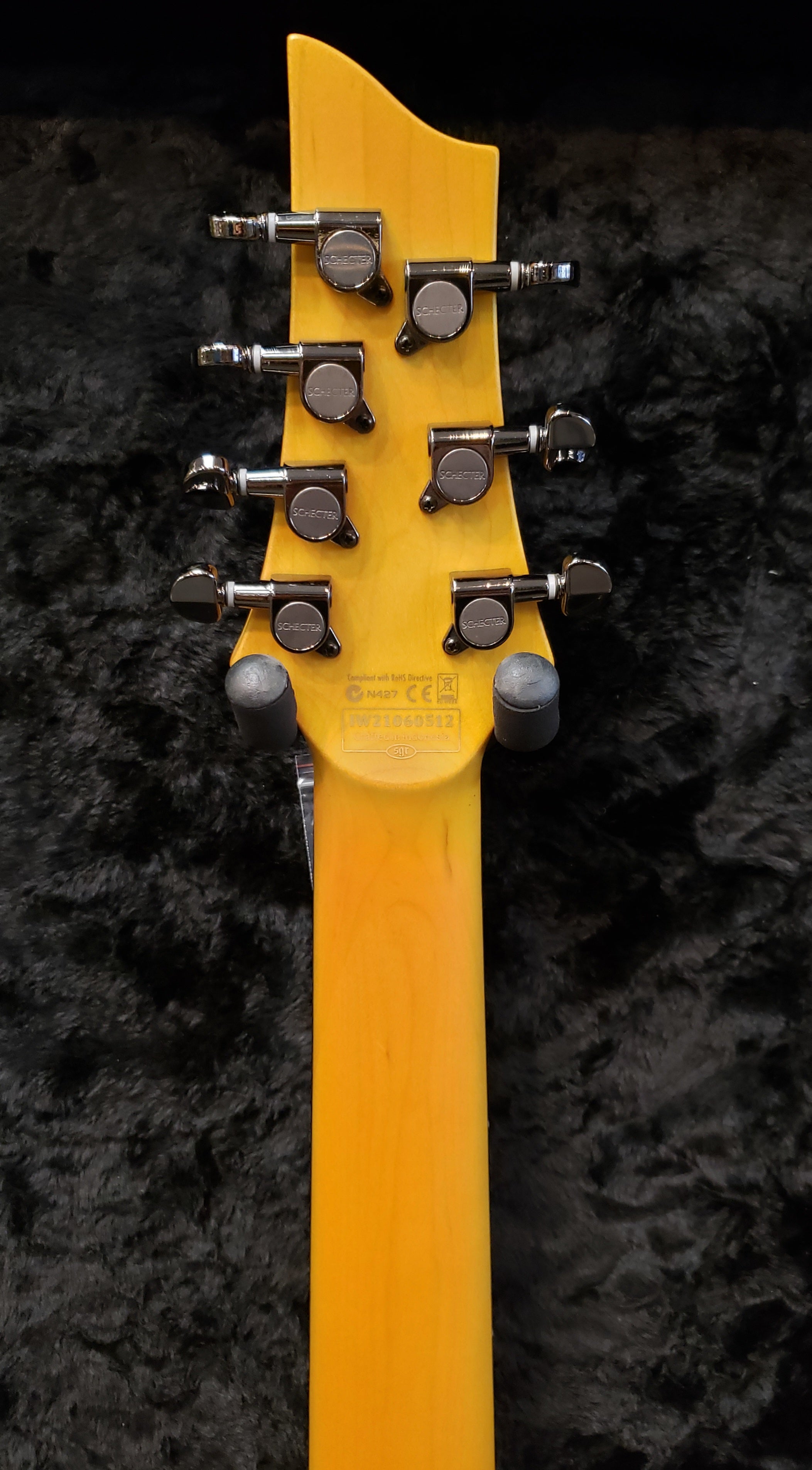 Schecter DEMON-7-FR-SBK 7 string Satin Black Guitar with Duncan Designed HB-105 3214-SHC SERIAL NUMBER IW21060512 - 7.9 LBS