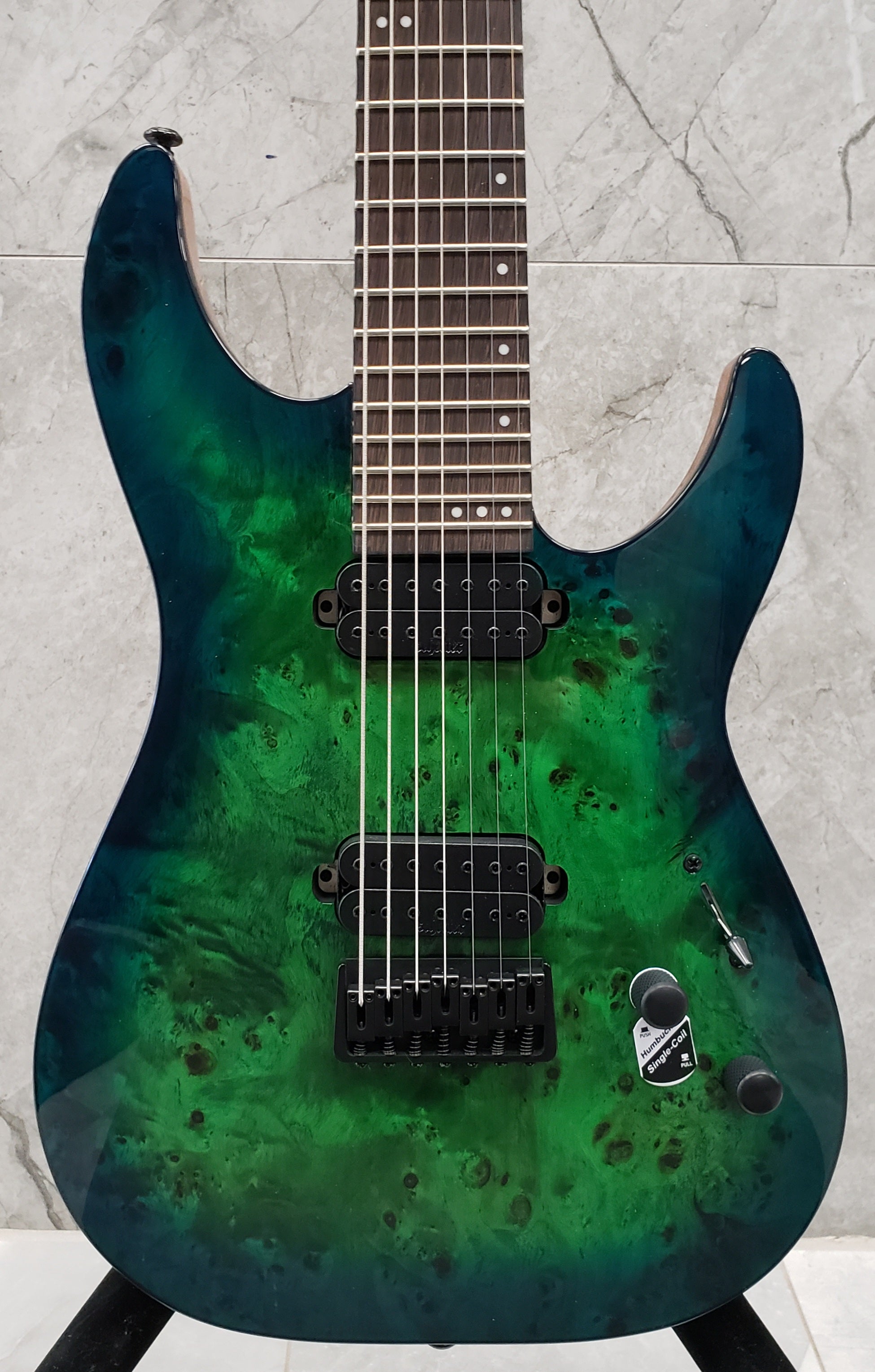 Schecter C-7 Pro 7 String Electric Guitar Aqua Burst 3638-SHC