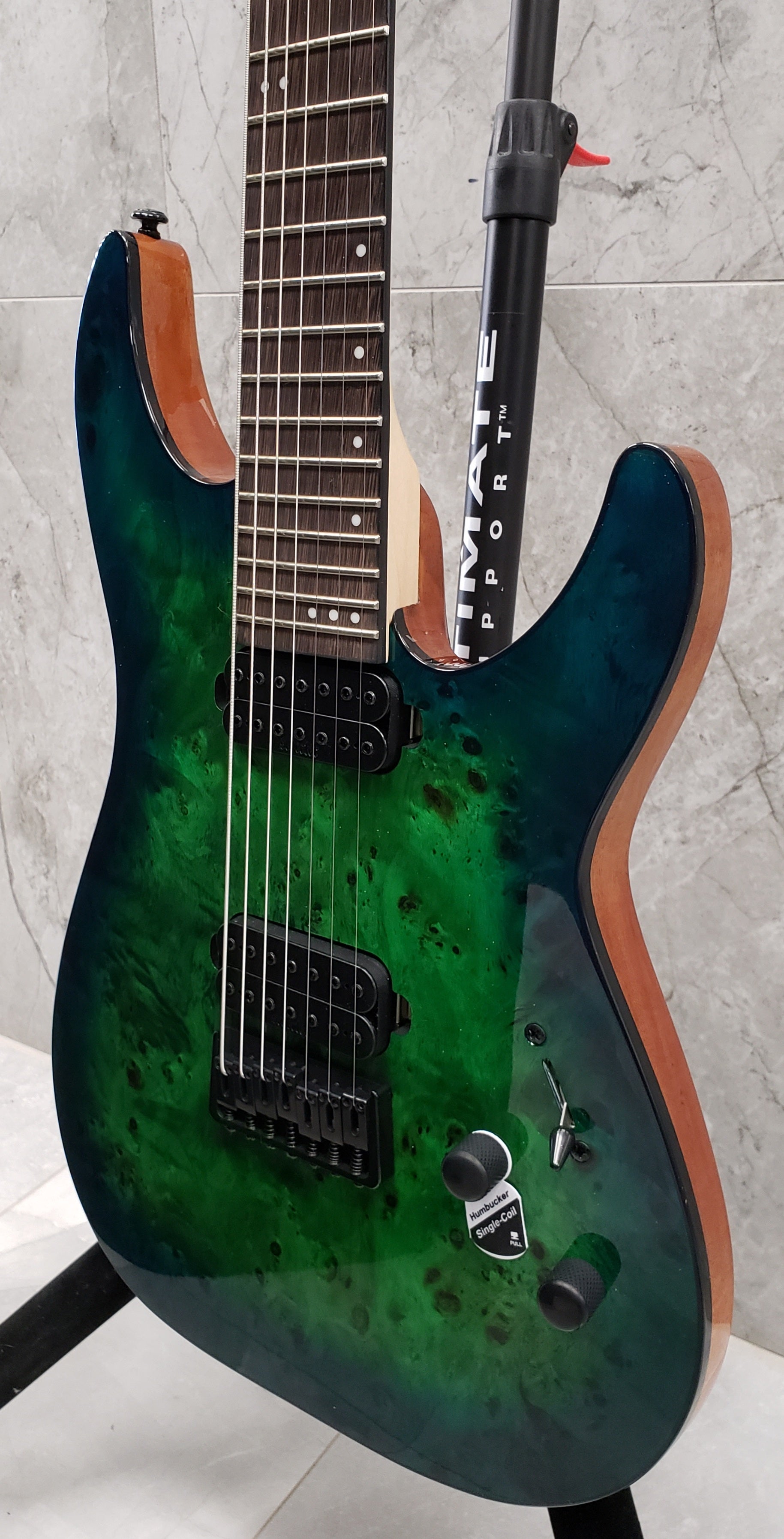 Schecter C-7 Pro 7 String Electric Guitar Aqua Burst 3638-SHC