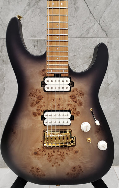 CHARVEL Pro-Mod DK24 HH 2PT CM Poplar Burl Caramelized Maple Fingerboard Transparent Black Burst 2969411510