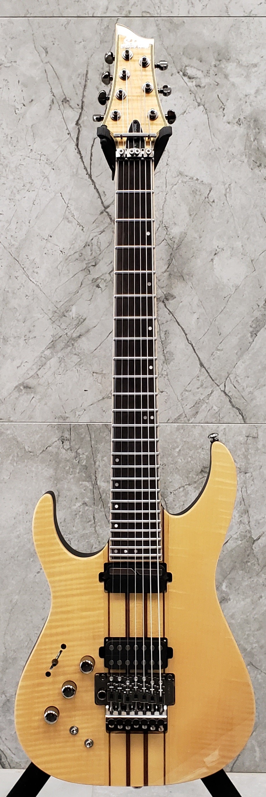 Schecter BANSHEE ELITE 7 FR S LH NATURAL LEFT HANDED Gloss Natural 7 String Guitar FR Sustainiac and Supercharger 1258-SHC SERIAL NUMBER W19033692 - 8.5 LBS