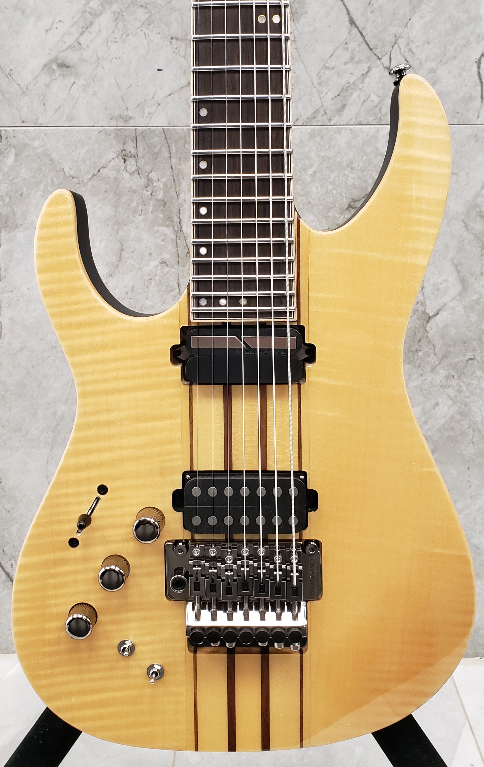 Schecter BANSHEE ELITE 7 FR S LH NATURAL LEFT HANDED Gloss Natural 7 String Guitar FR Sustainiac and Supercharger 1258-SHC SERIAL NUMBER W19033692 - 8.5 LBS