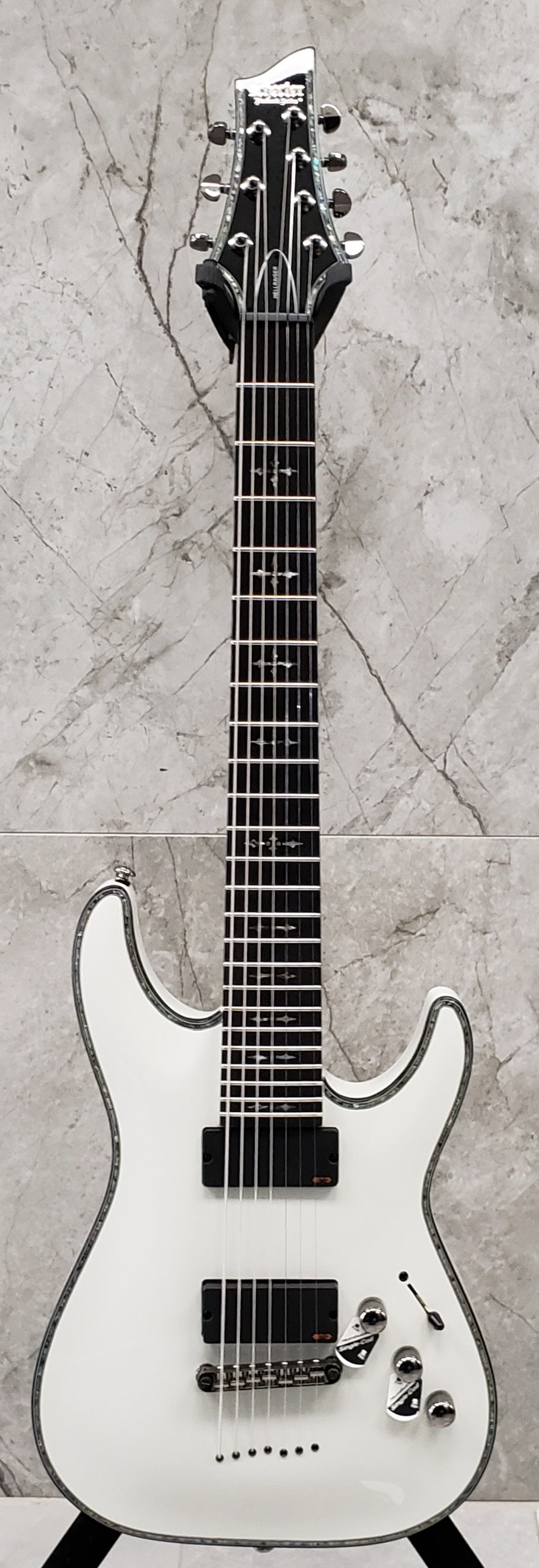 Schecter HR-C-7-WHT Hellraiser Gloss White 7 String Guitar with EMG 707TW Pickups 1810-SHC