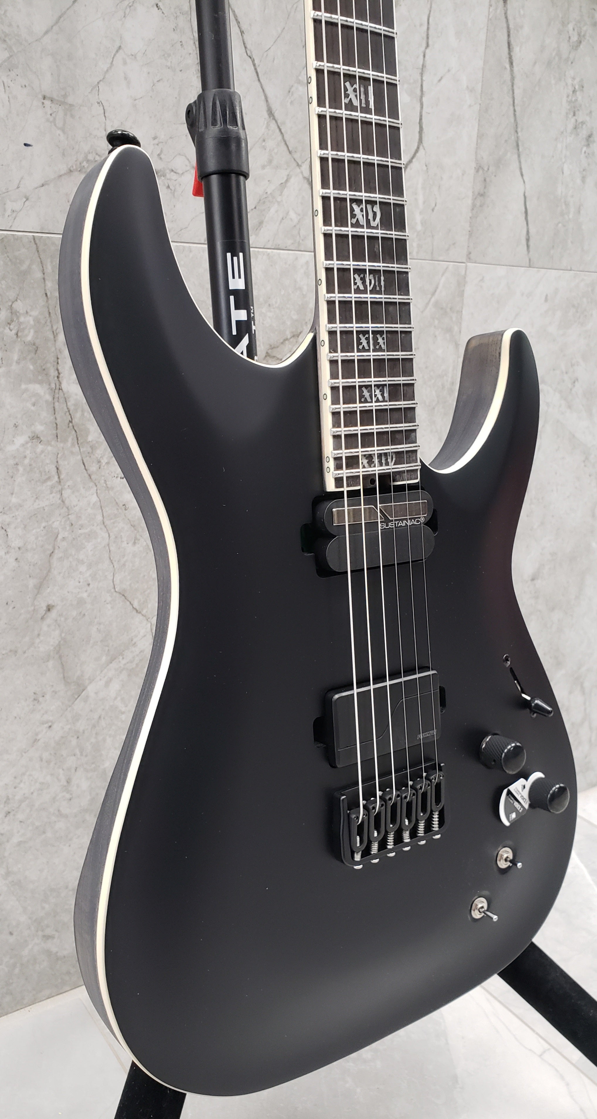 Schecter C-1 HT S SLS Elite Evil Twin HARD TAIL W/ SUSTAINIAC Satin Black 1339-SHC