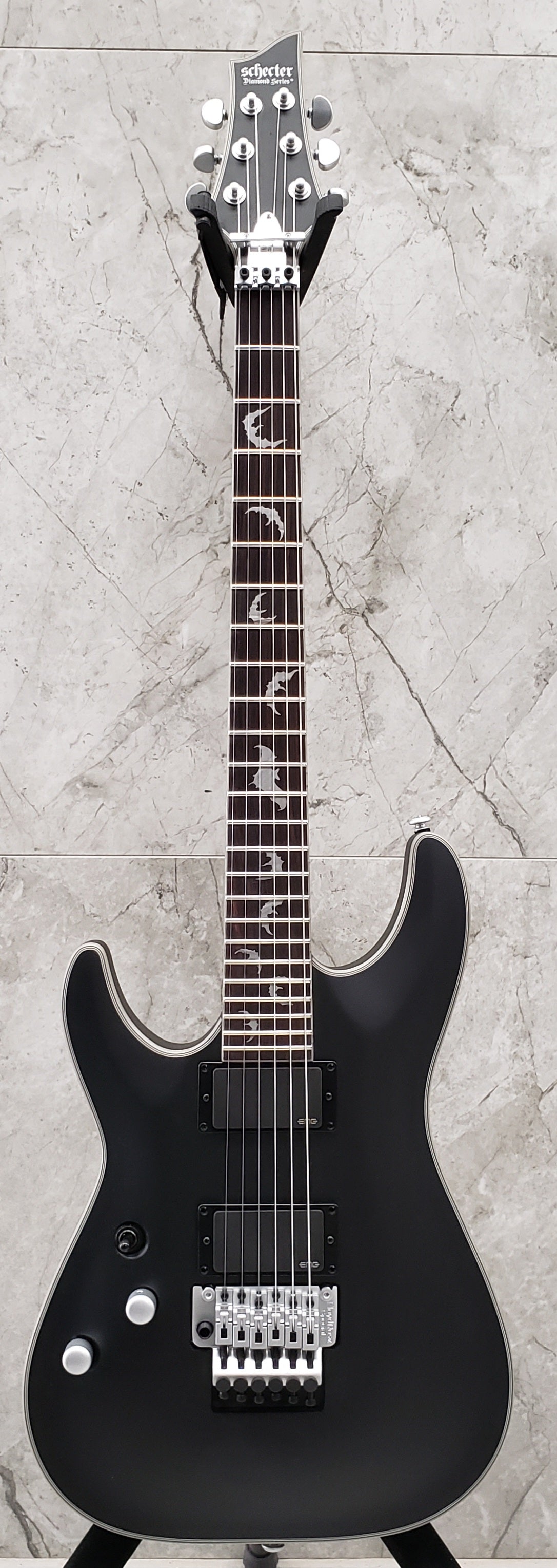 Schecter DAMIEN PLATINUM 6 FR LH SBK LEFT HANDED Satin Black Guitar with EMG 81, 85 Pickups 1184-SHC