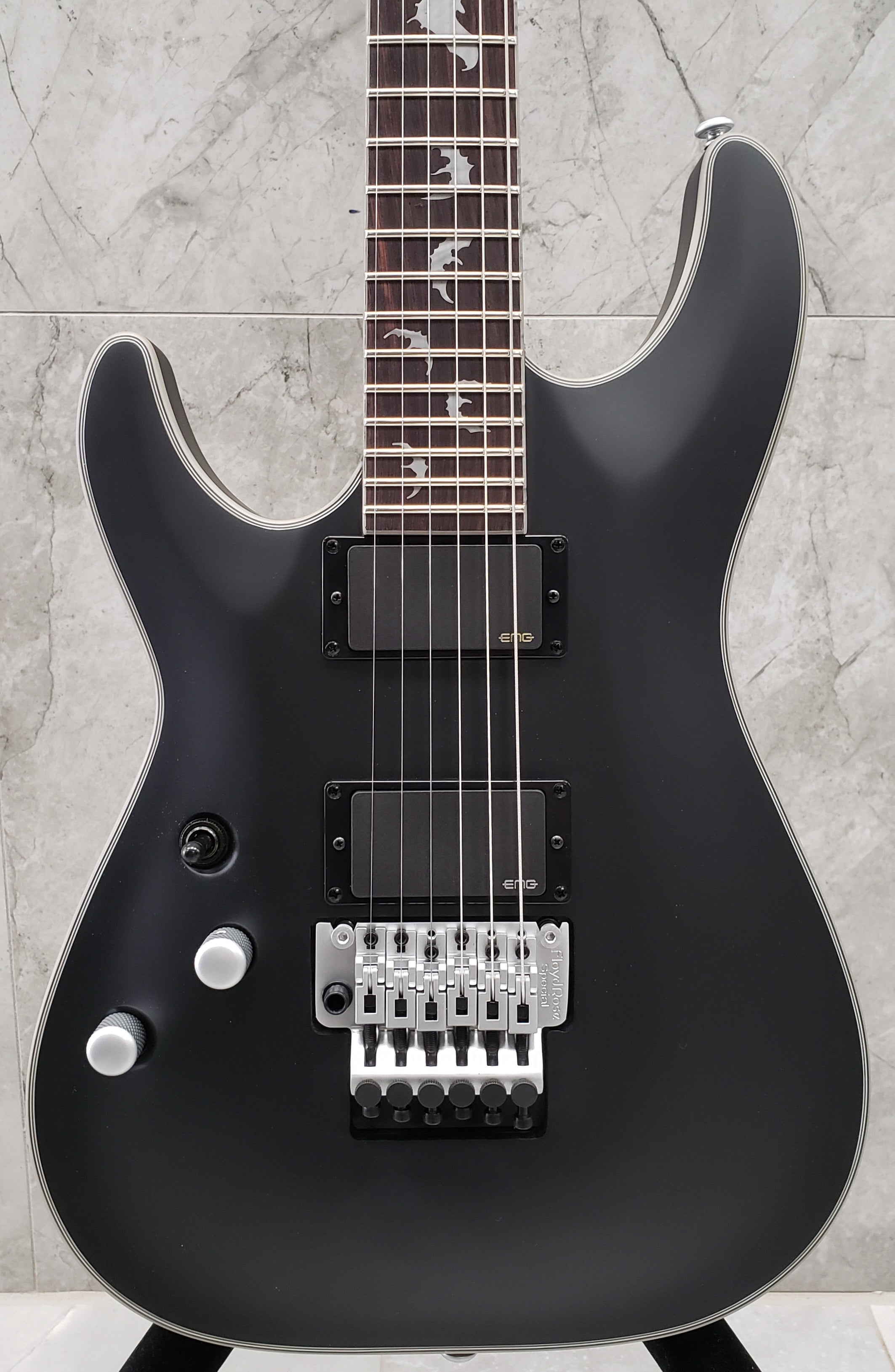 Schecter DAMIEN PLATINUM 6 FR LH SBK LEFT HANDED Satin Black Guitar with EMG 81, 85 Pickups 1184-SHC