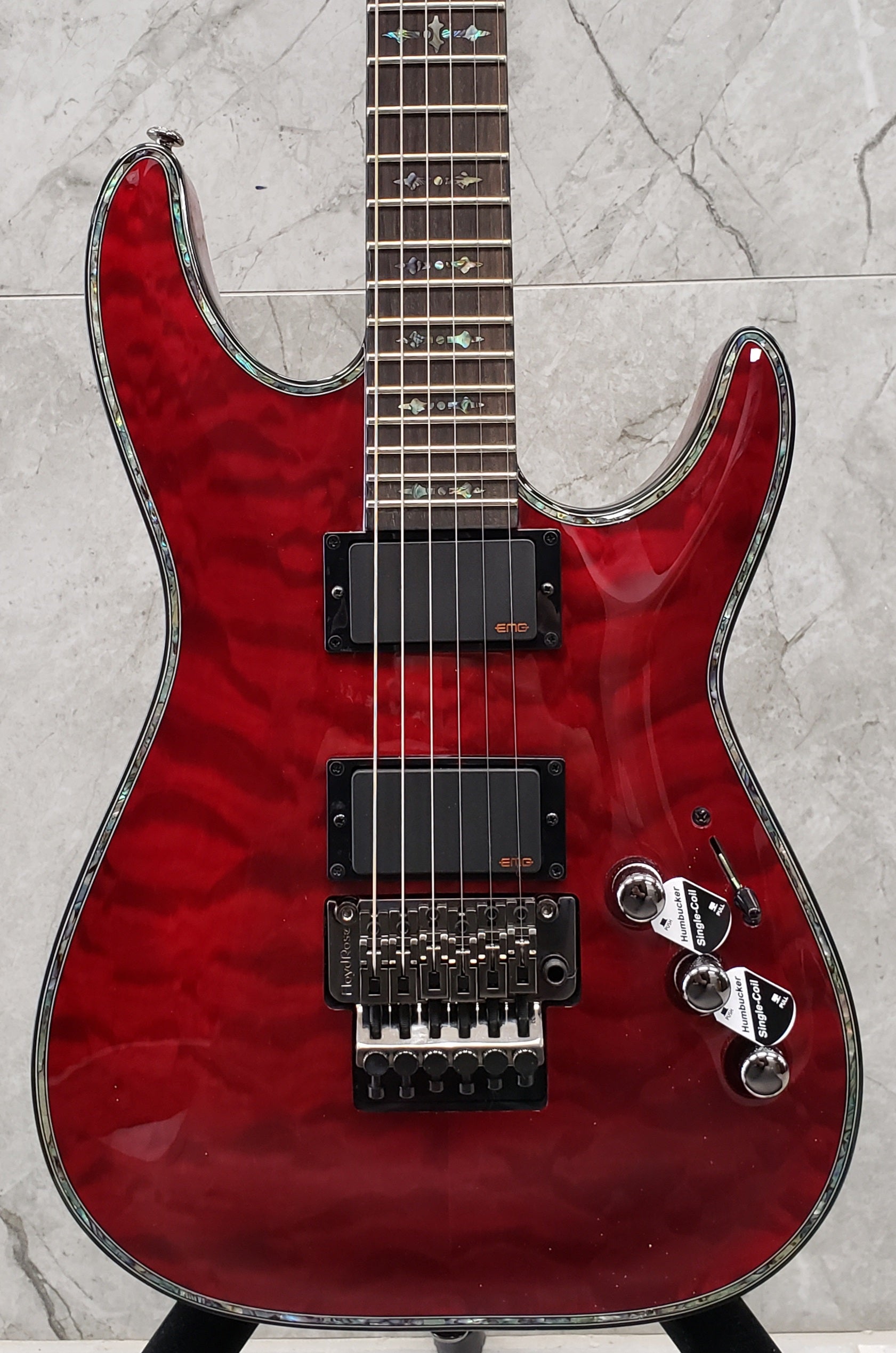 Schecter Hellraiser Series HR-C-1-FR-BCH Black Cherry Guitar with Floy