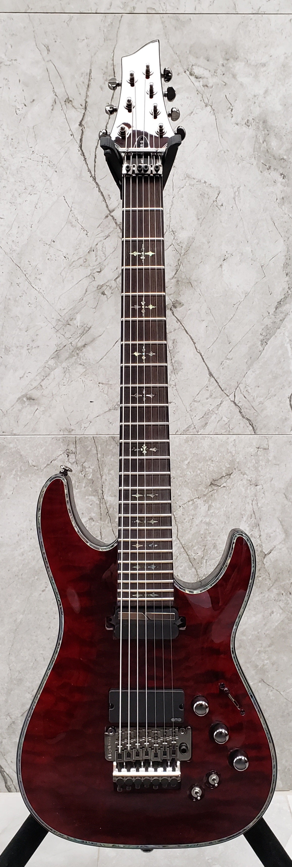 Schecter HELLRAISER C7 HR-C-7-FR-S-BCH Black Cherry 7 String Guitar Sustainiac and EMG'S 1829-SHC