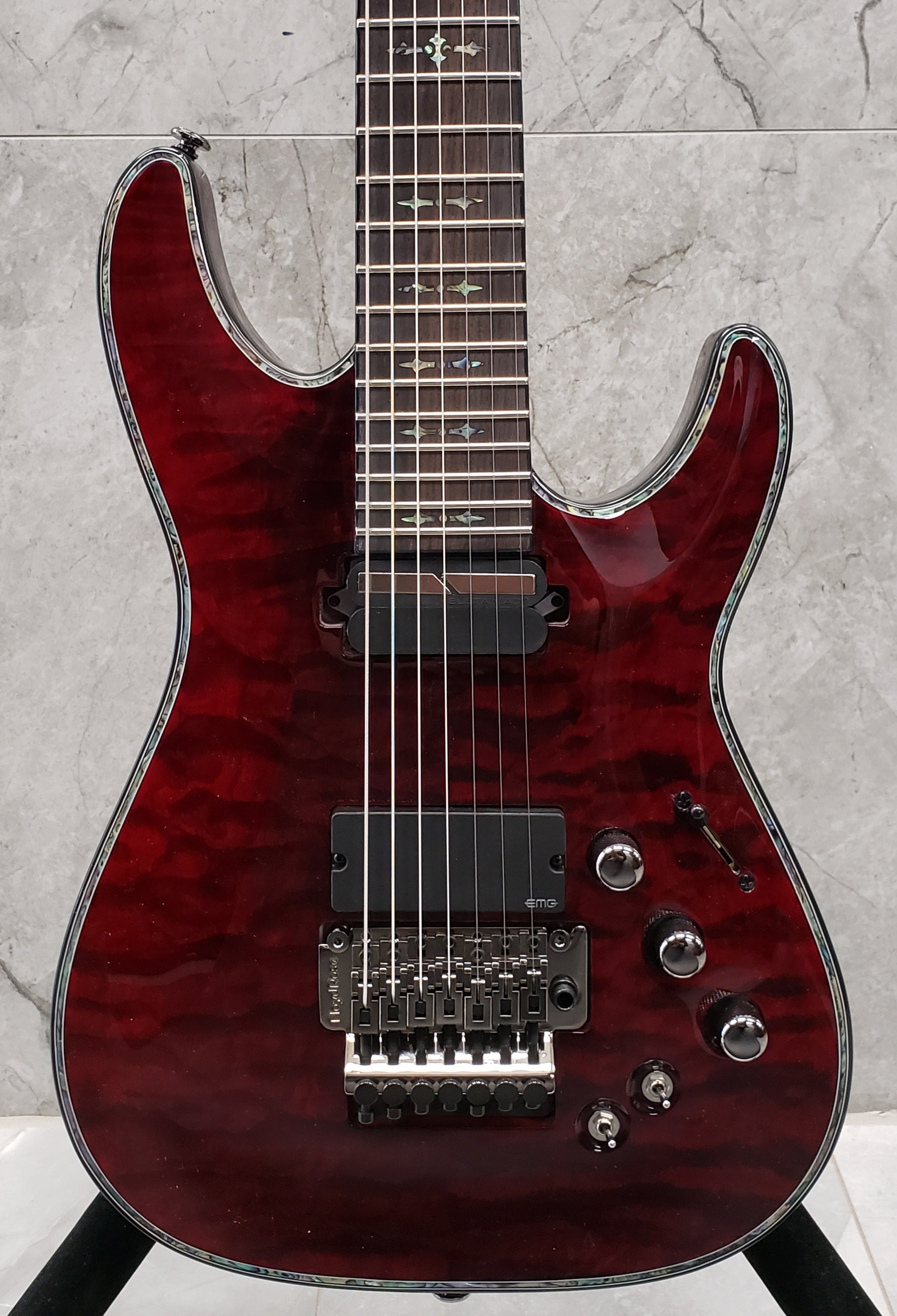 Schecter HELLRAISER C7 HR-C-7-FR-S-BCH Black Cherry 7 String Guitar Sustainiac and EMG'S 1829-SHC