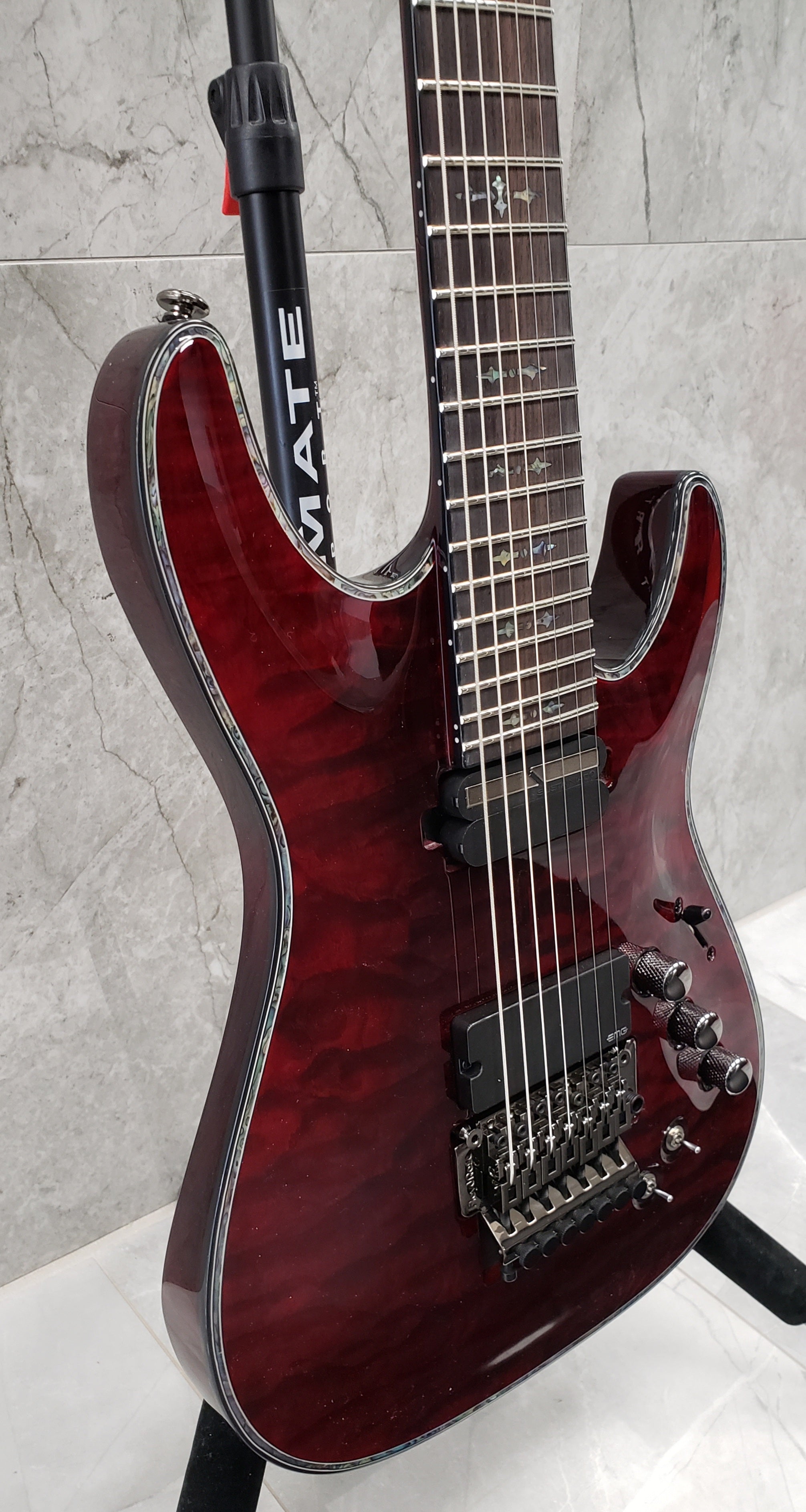 Schecter HELLRAISER C7 HR-C-7-FR-S-BCH Black Cherry 7 String Guitar Sustainiac and EMG'S 1829-SHC