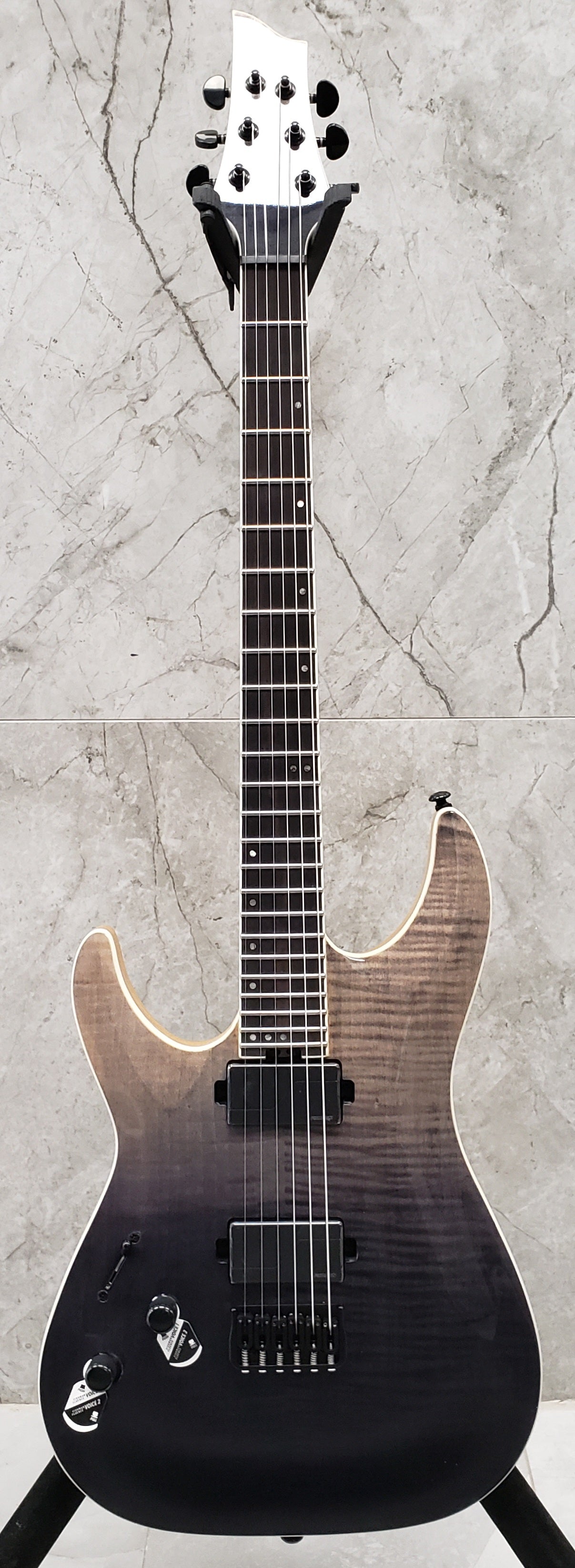 Schecter C-1 SLS ELITE Left handed with Swamp Ash Body Flamed Maple Top, Black Fade Burst 1360-SHC