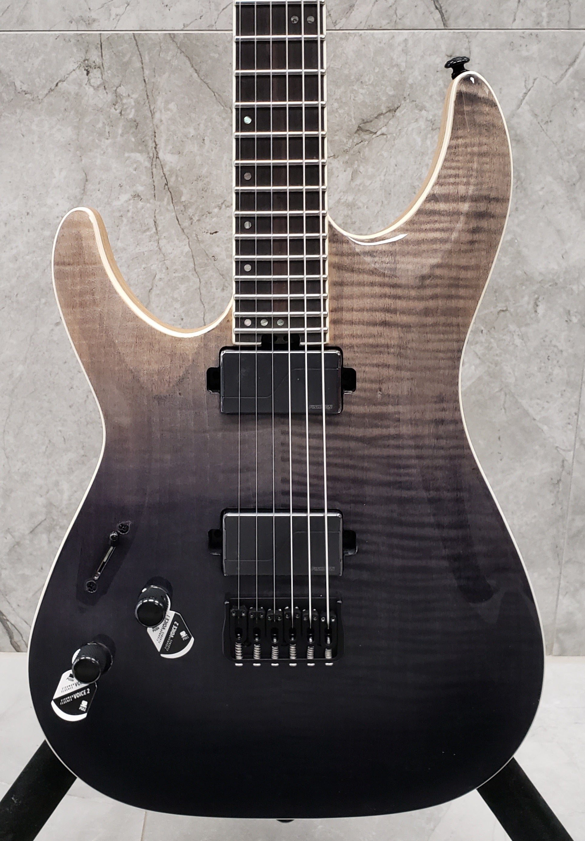 Schecter C-1 SLS ELITE Left handed with Swamp Ash Body Flamed Maple Top, Black Fade Burst 1360-SHC