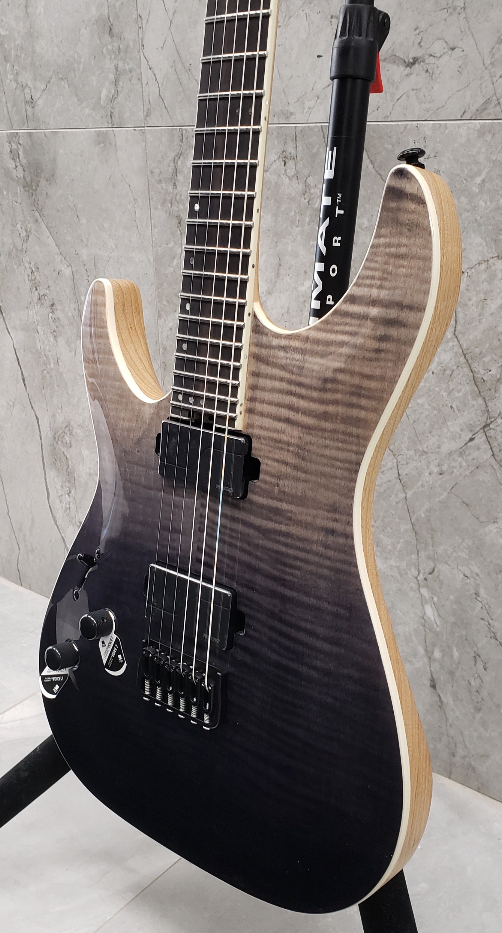 Schecter C-1 SLS ELITE Left handed with Swamp Ash Body Flamed Maple Top, Black Fade Burst 1360-SHC