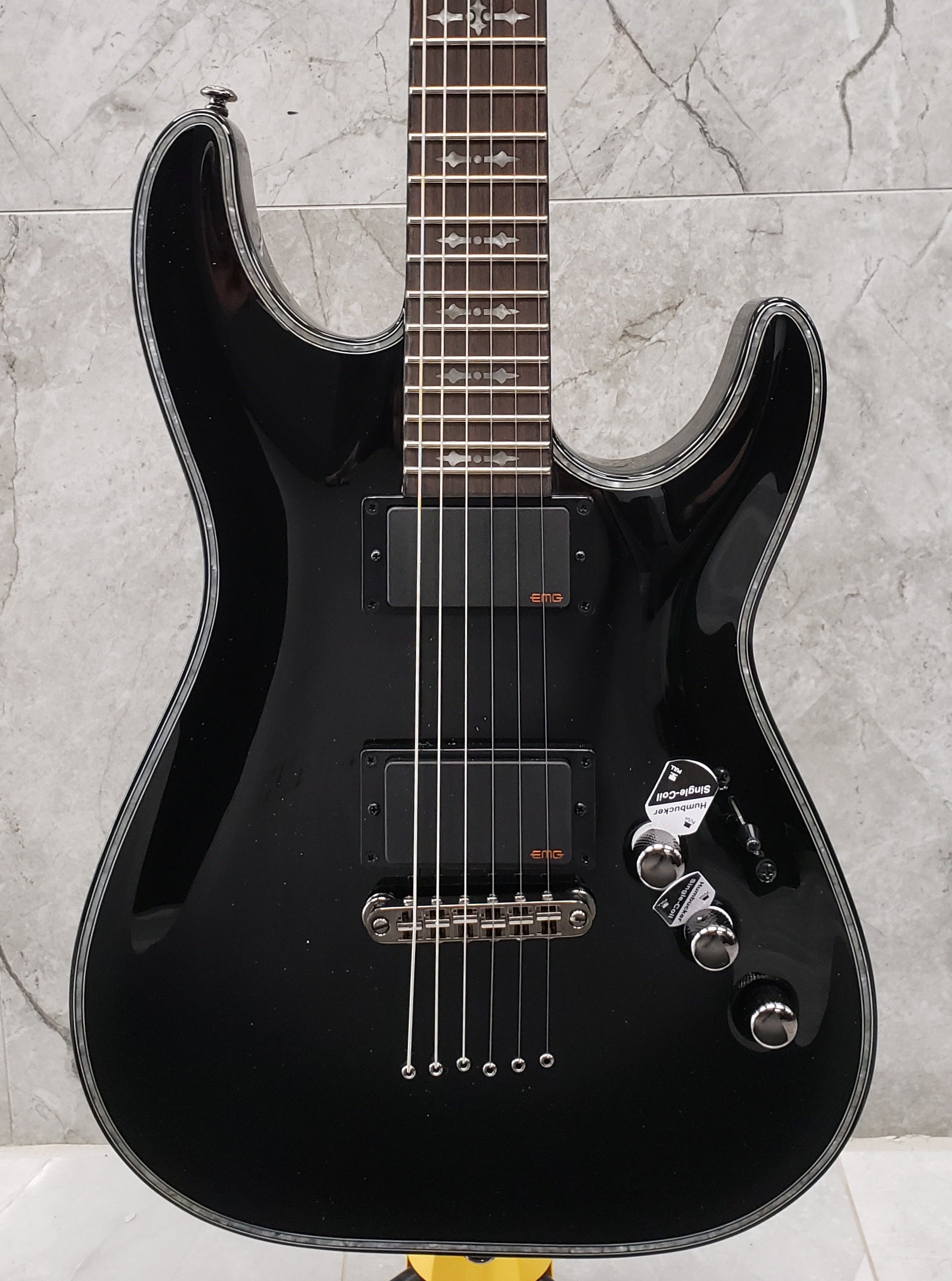 Schecter C-1 Hellraiser Series HR-C-1-BLK Gloss Black Guitar with EMG 81TW 89 Pickups 1787-SHC