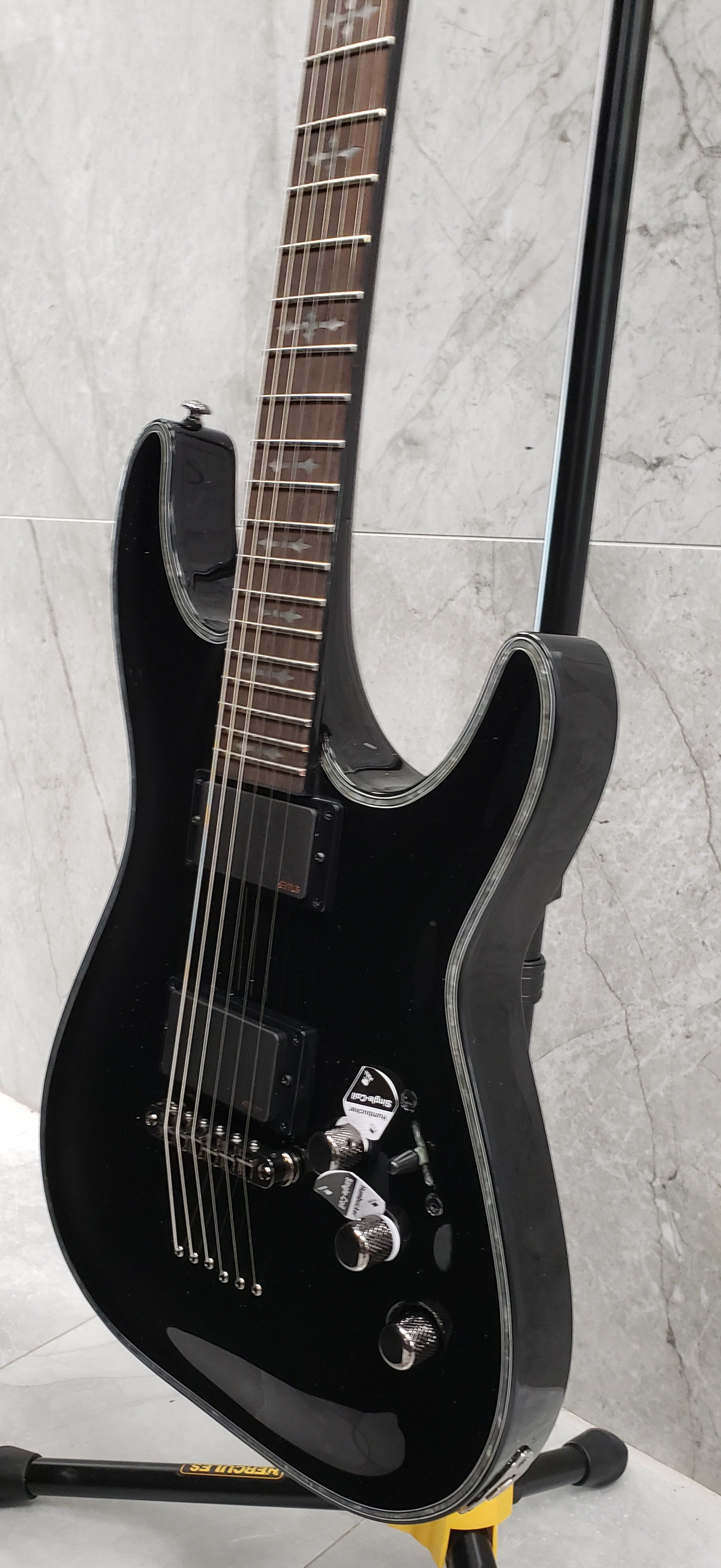 Schecter C-1 Hellraiser Series HR-C-1-BLK Gloss Black Guitar with EMG 81TW 89 Pickups 1787-SHC
