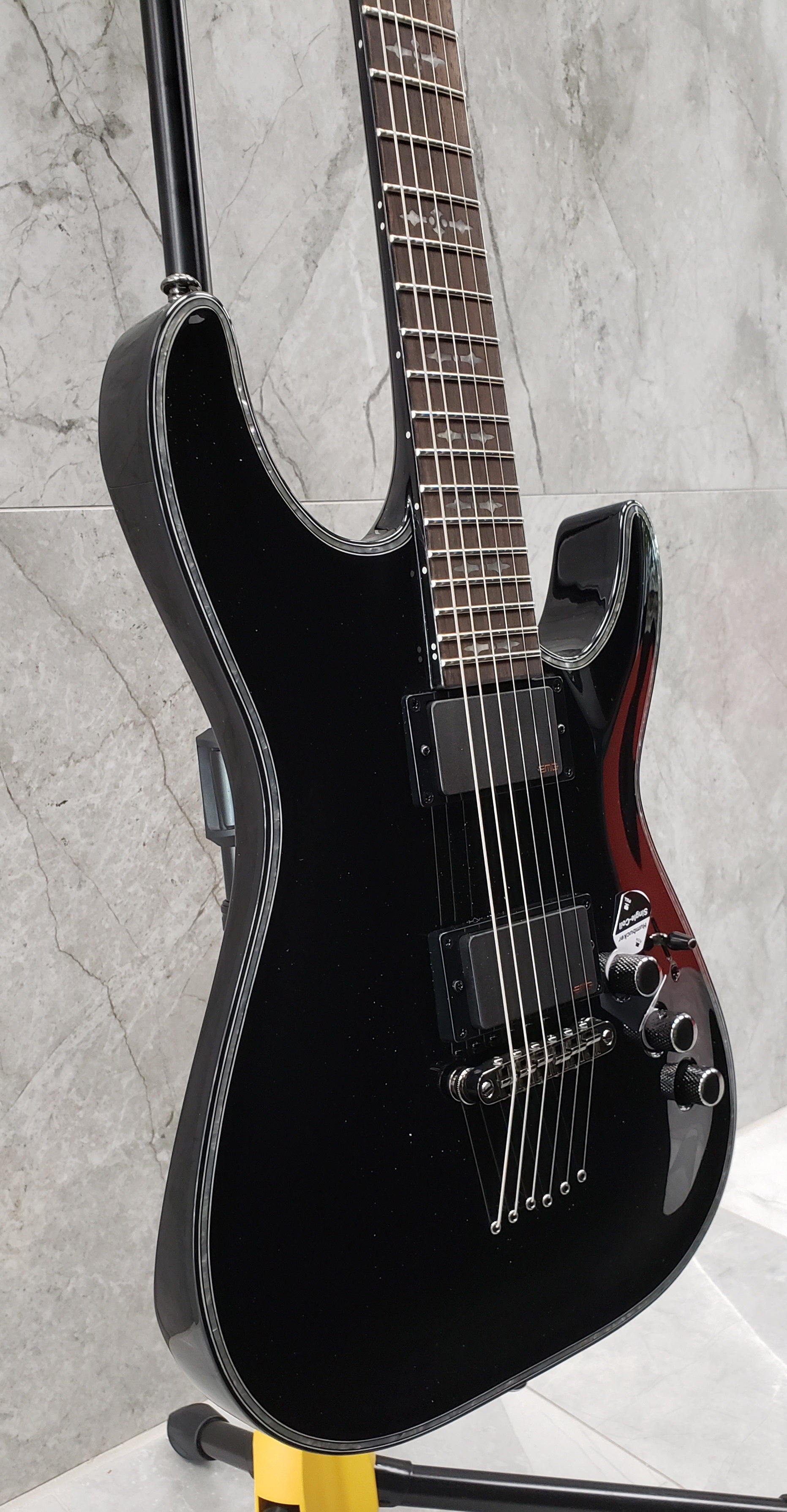 Schecter C-1 Hellraiser Series HR-C-1-BLK Gloss Black Guitar with EMG 81TW 89 Pickups 1787-SHC