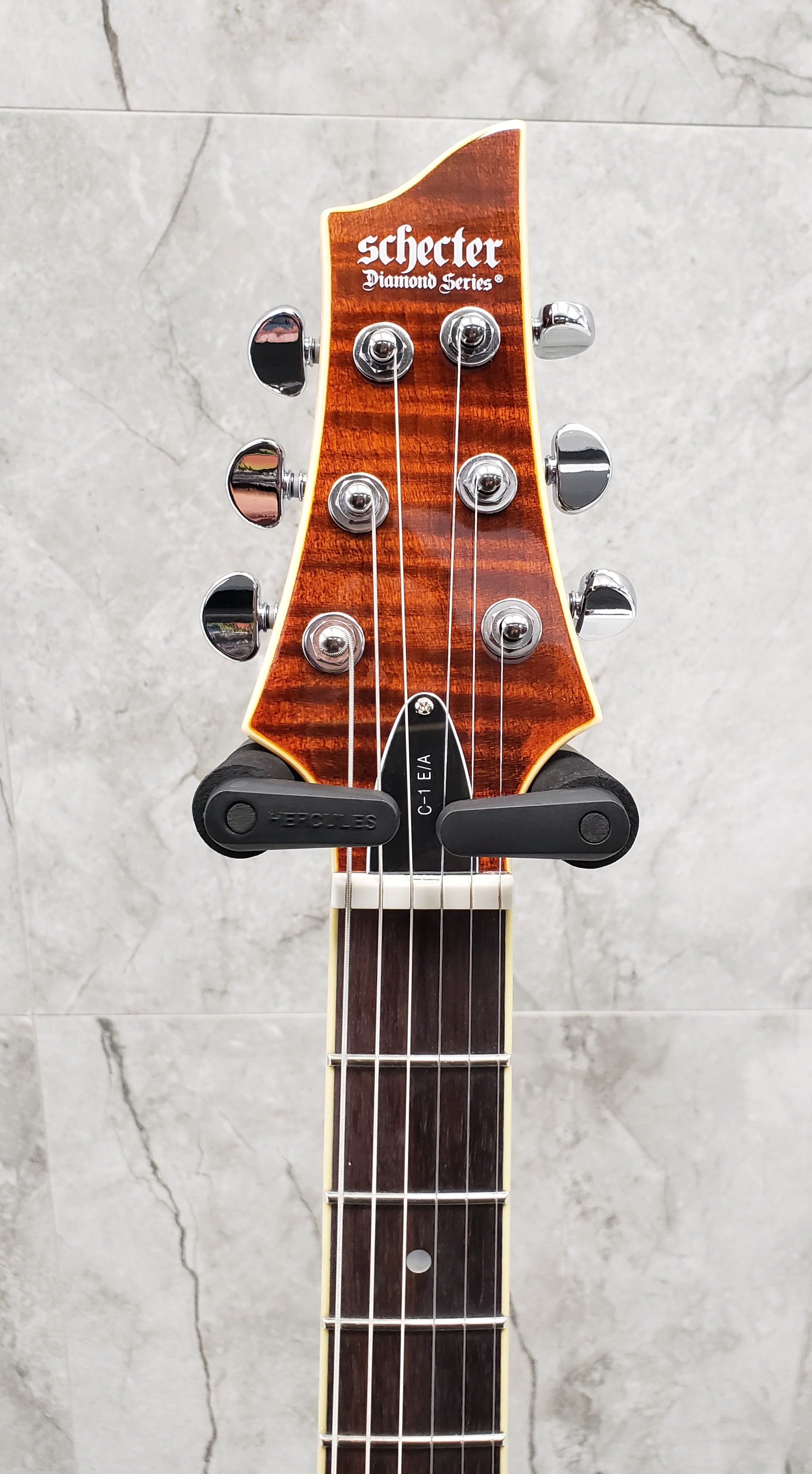 Schecter C-1 E/A Semi-hollowbody Electric Guitar Mahogany Body Flame Maple Top -  Rosewood Fingerboard -  Cat's Eye 640-shc