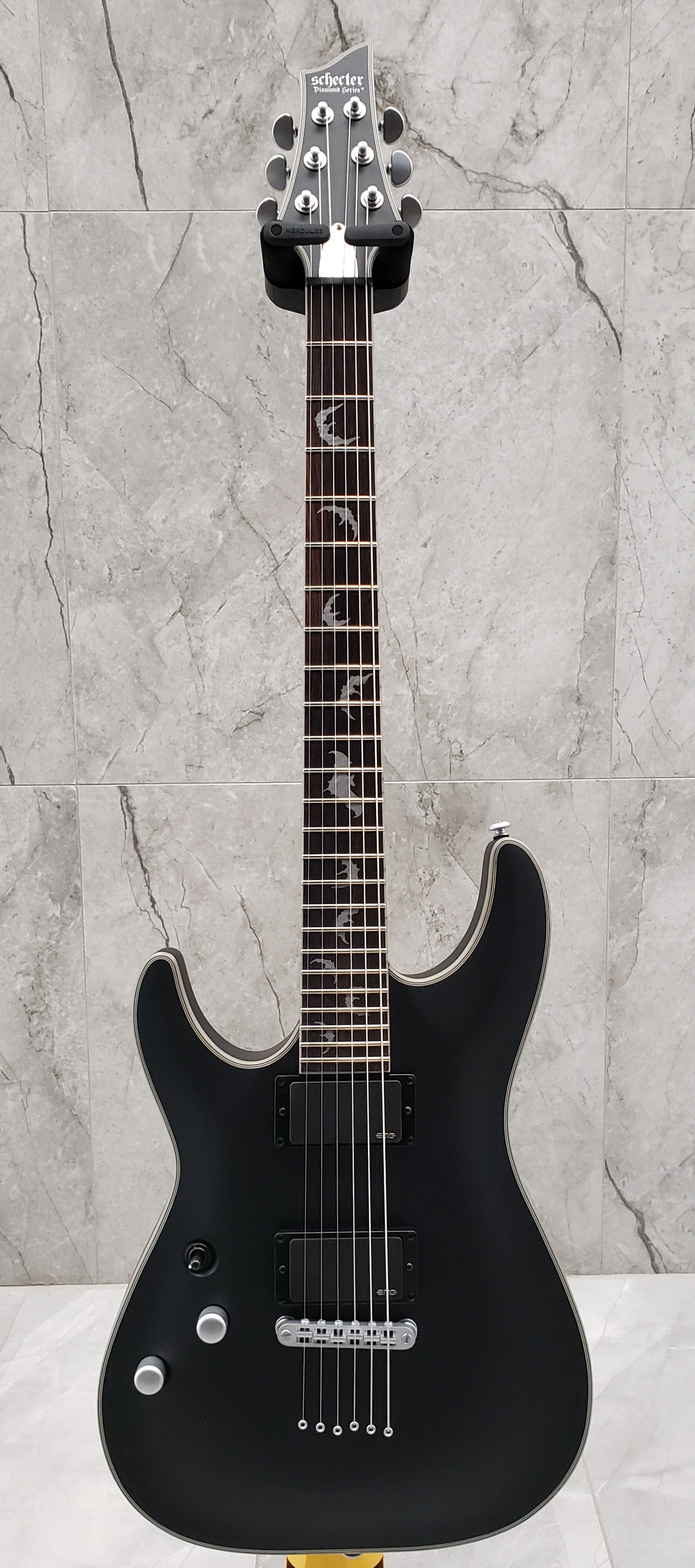 Schecter LEFT HANDED DAMIEN PLATINUM DAMIEN-PLAT-6-LH-SBK Satin Black Guitar with EMG 81, 85 Pickups 1182-SHC