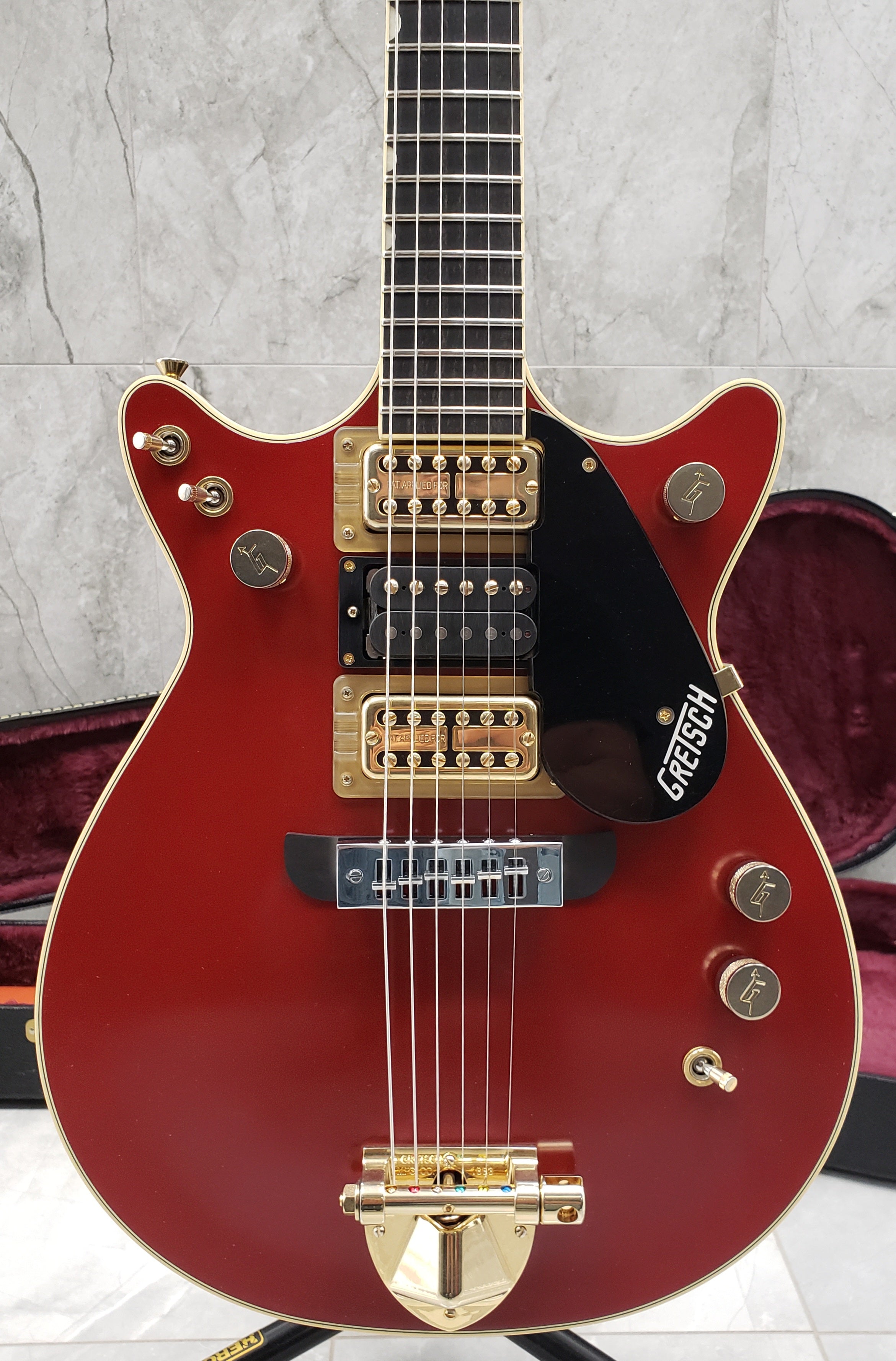 GRETSCH G6131-MY-RB Limited Edition Malcolm Young Signature Jet Ebony Fingerboard, Vintage Firebird Red 2411916845