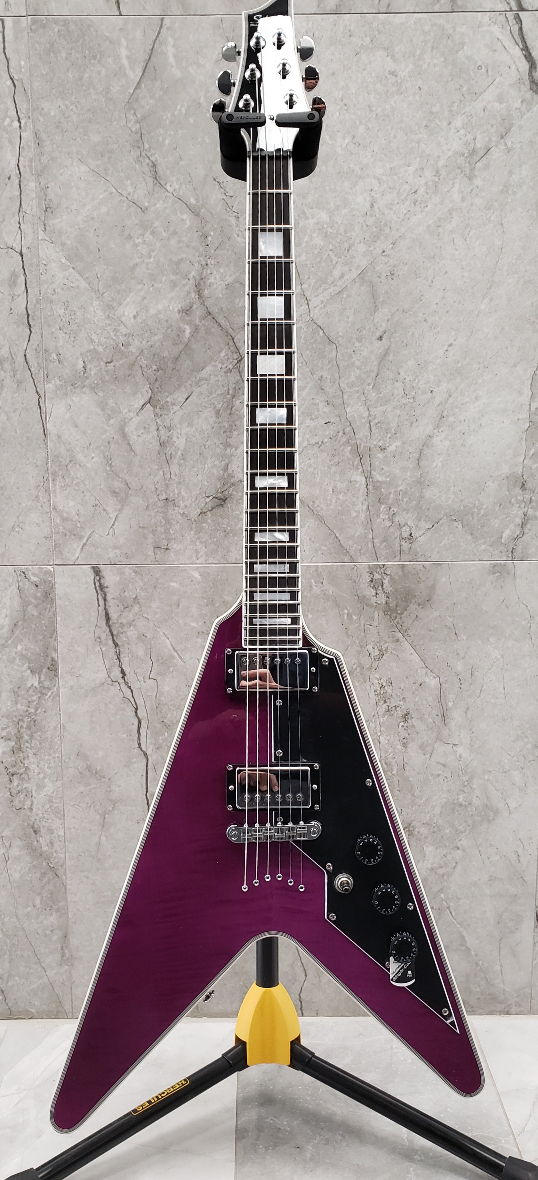 Schecter V-1 Custom Electric Guitar Trans Purple 654-SHC