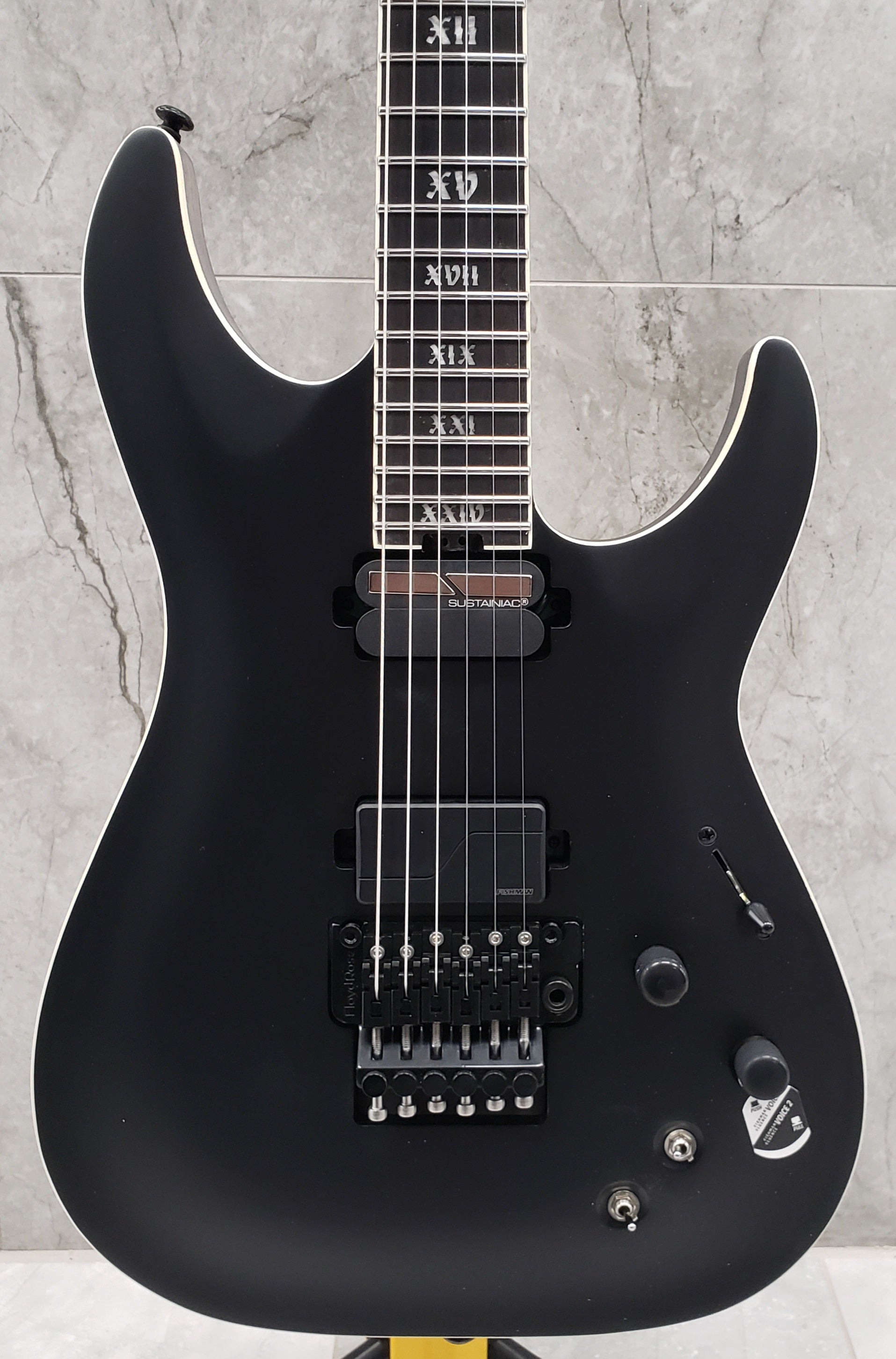 Schecter C-1 FR S SLS Evil Twin W/ SUSTAINIAC Satin Black 1348-SHC