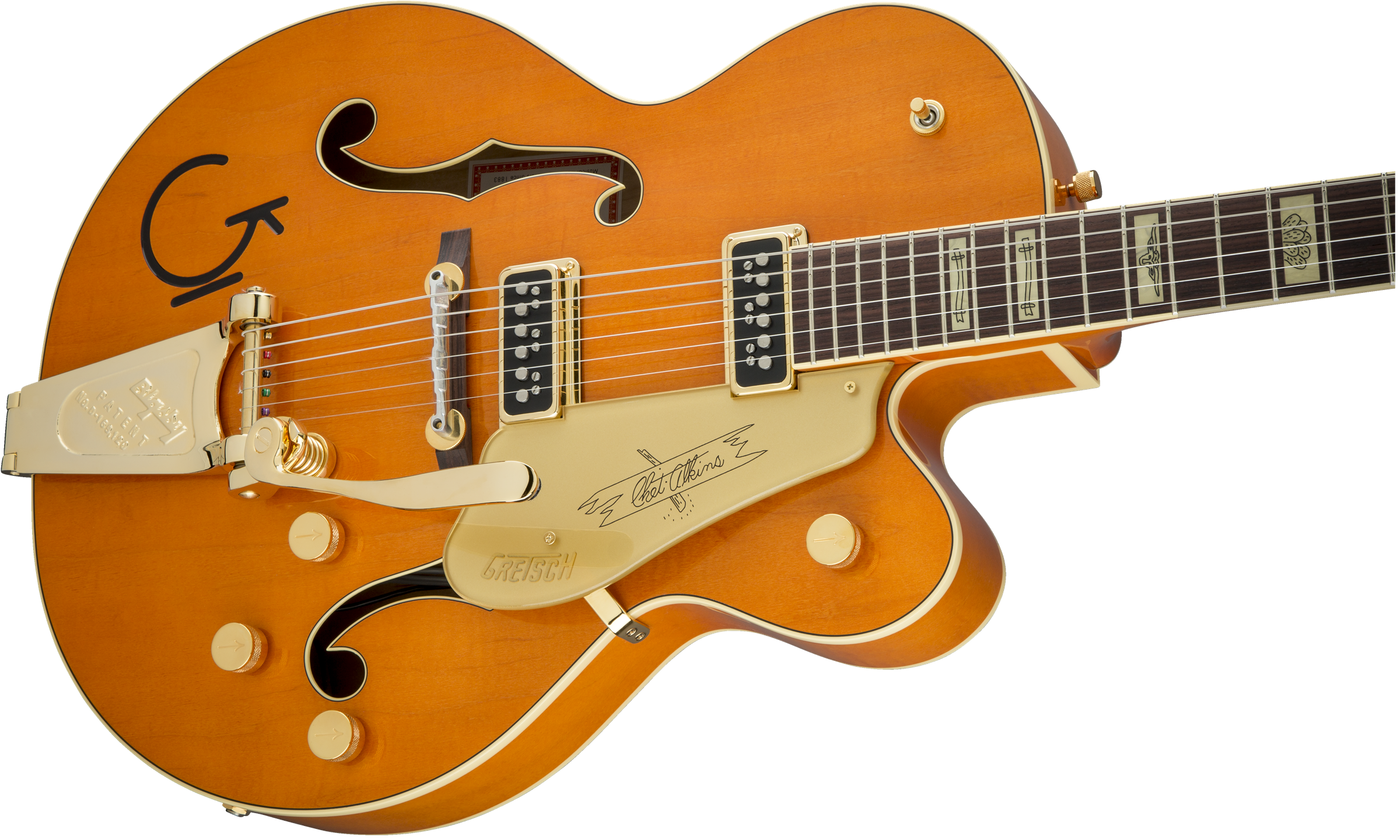 Gretsch G6120T-55GE Golden Era Edition 1955 Chet Atkins Hollow Body with Bigsby, TV Jones, Vintage Orange Stain, Lacquer 2401357822