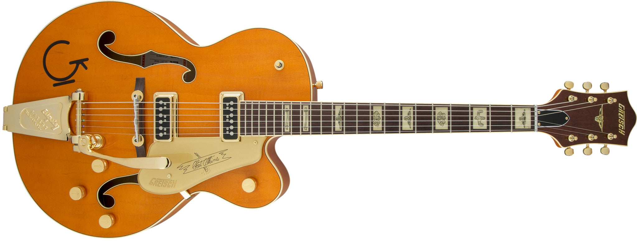Gretsch G6120T-55GE Golden Era Edition 1955 Chet Atkins Hollow Body with Bigsby, TV Jones, Vintage Orange Stain, Lacquer 2401357822 - L.A. Music - Canada's Favourite Music Store!