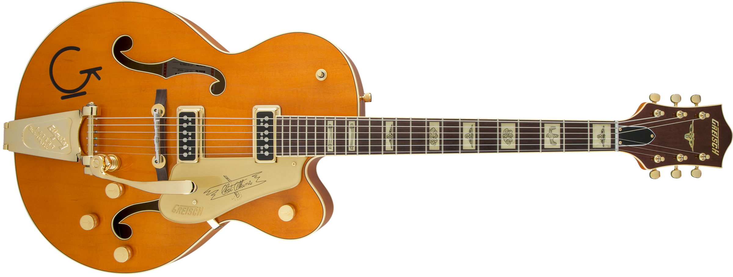 Gretsch G6120T-55GE Golden Era Edition 1955 Chet Atkins Hollow Body with Bigsby, TV Jones, Vintage Orange Stain, Lacquer 2401357822