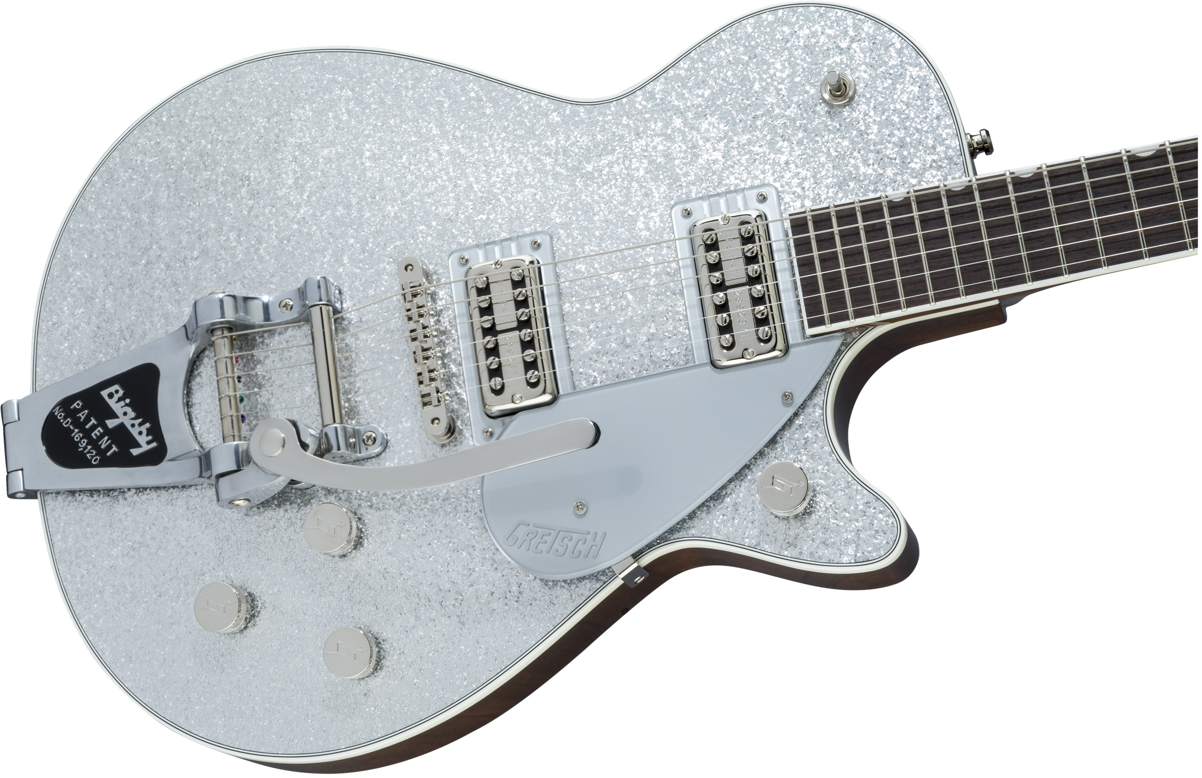 Gretsch G6129T Players Edition Jet FT with Bigsby Rosewood Fingerboard in Silver Sparkle