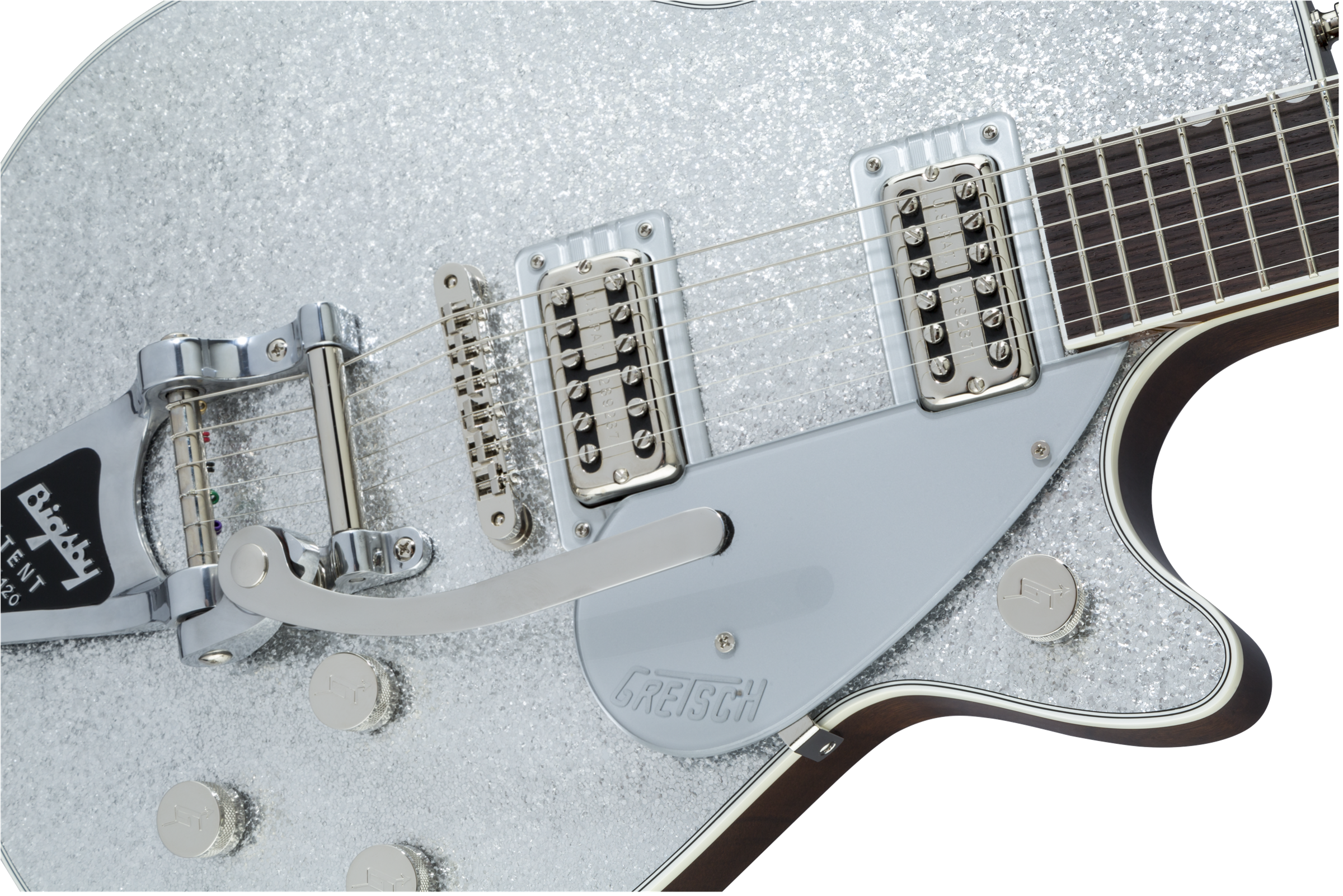 Gretsch G6129T Players Edition Jet FT with Bigsby Rosewood Fingerboard in Silver Sparkle