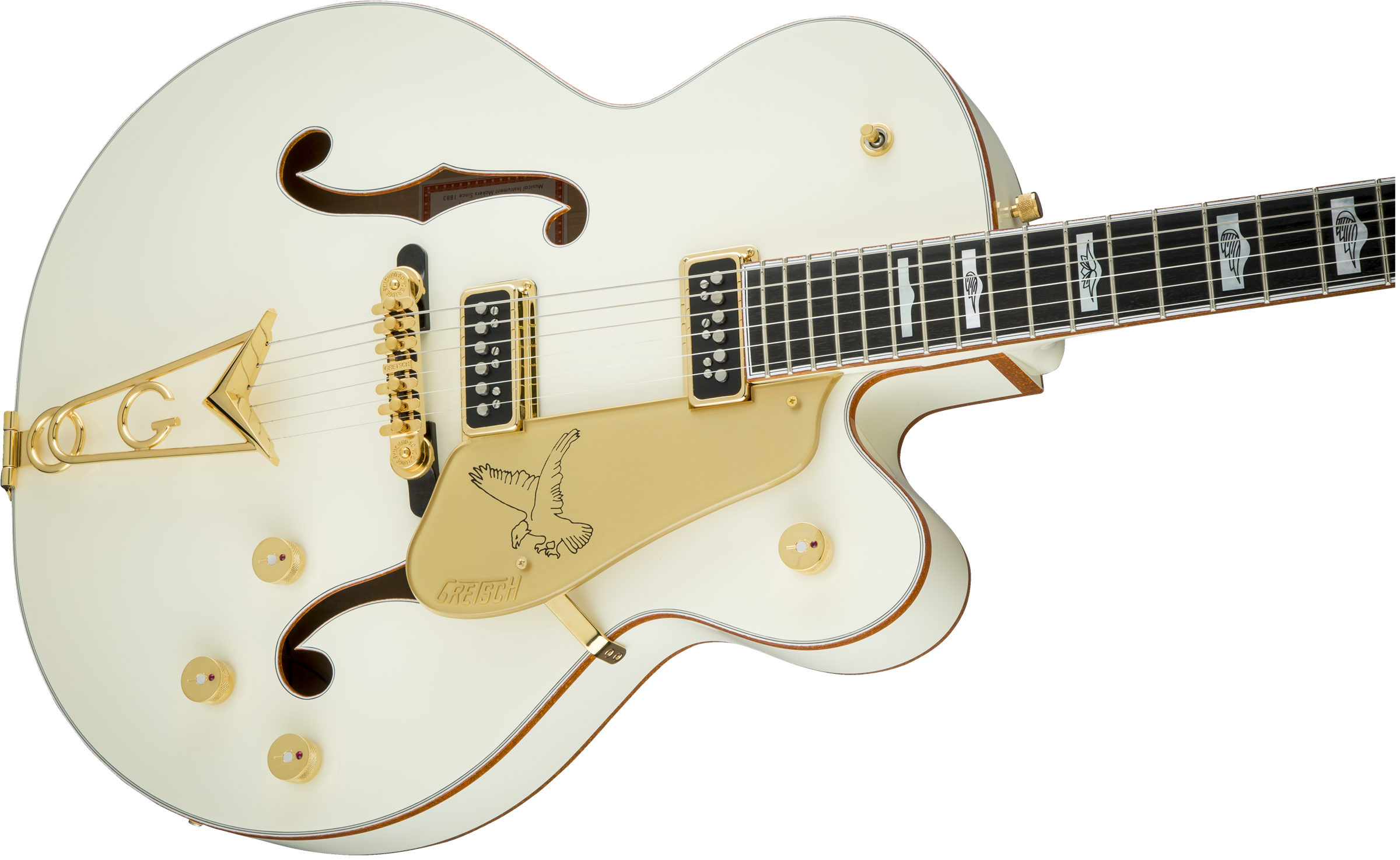 Gretsch G6136-55 G6136-55 Vintage Select Edition '55 Falcon™ Hollow Body with Cadillac Tailpiece, TV Jones®, Solid Spruce Top, Vintage White, Lacquer MODEL #: 2411510805
