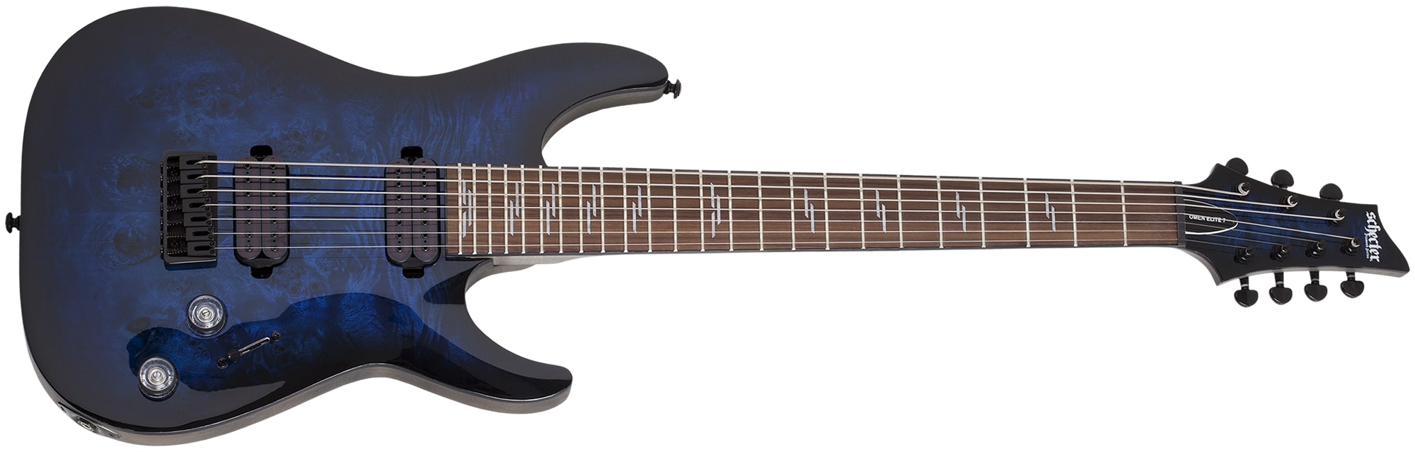 Schecter Omen Elite-7 7-String Electric Guitar See-Thru Blue Burst 2458-SHC