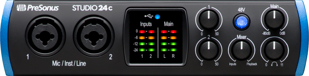 PreSonus® Studio 24c, Black and Blue 2777700403 — L.A. Music
