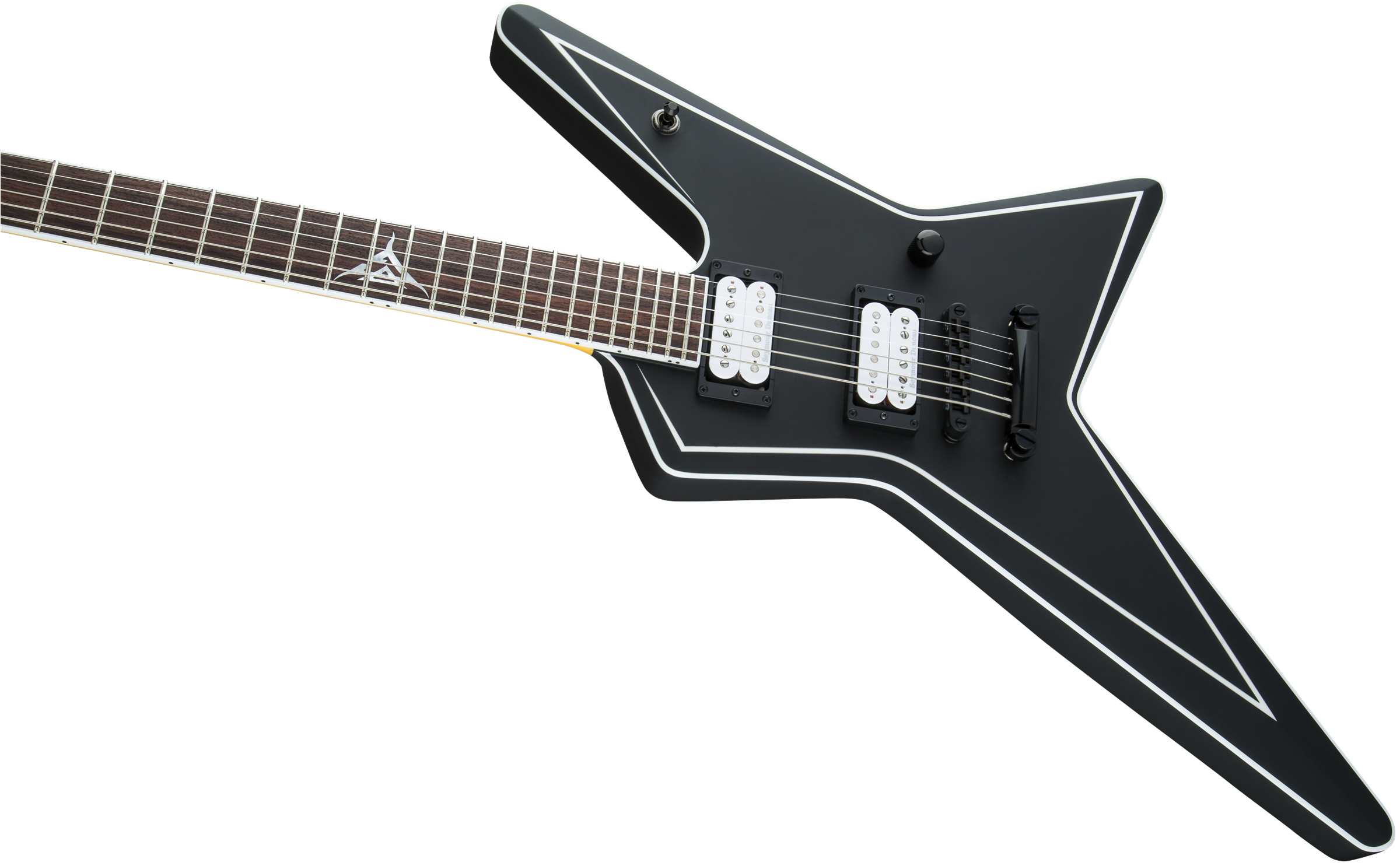 Jackson USA Signature Gus G Star Rosewood Fingerboard Satin Black with White Pinstripes Gus G Logo at 12th Fret