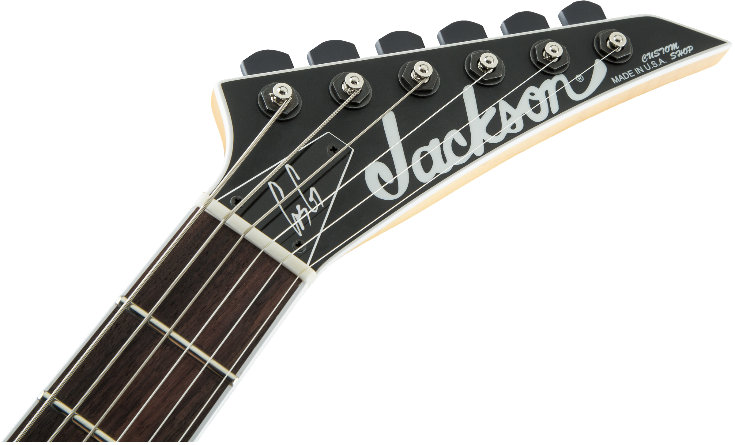 Jackson USA Signature Gus G Star Rosewood Fingerboard Satin Black with White Pinstripes Gus G Logo at 12th Fret